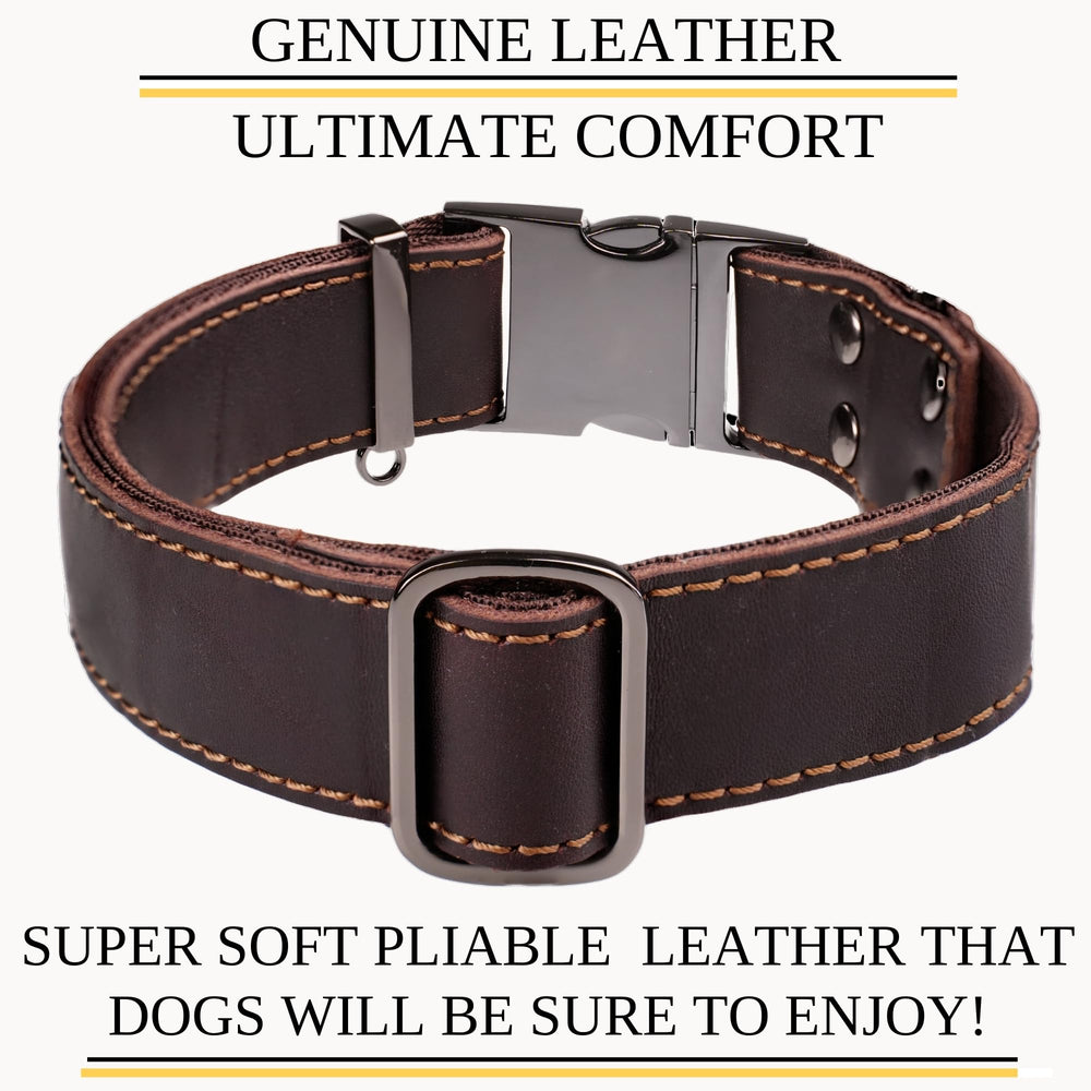 ADITYNA handmade brown leather collar for everyday wear and training sessions.