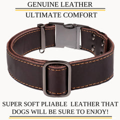 ADITYNA handmade brown leather collar for everyday wear and training sessions.