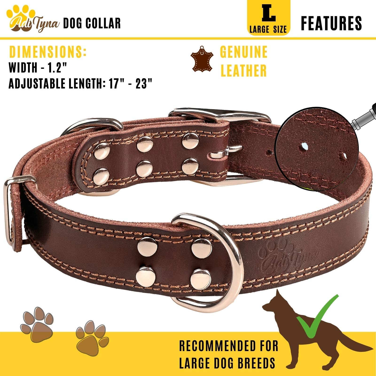 ADITYNA handmade leather collar in a gift box, great for gifting.