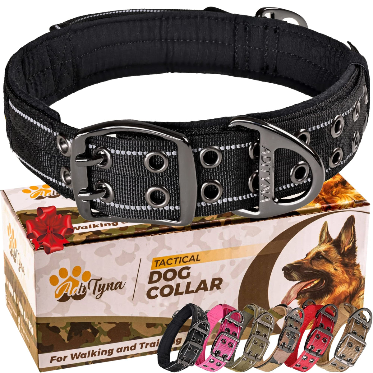 ADITYNA heavy-duty dog collar with handle for secure control during walks