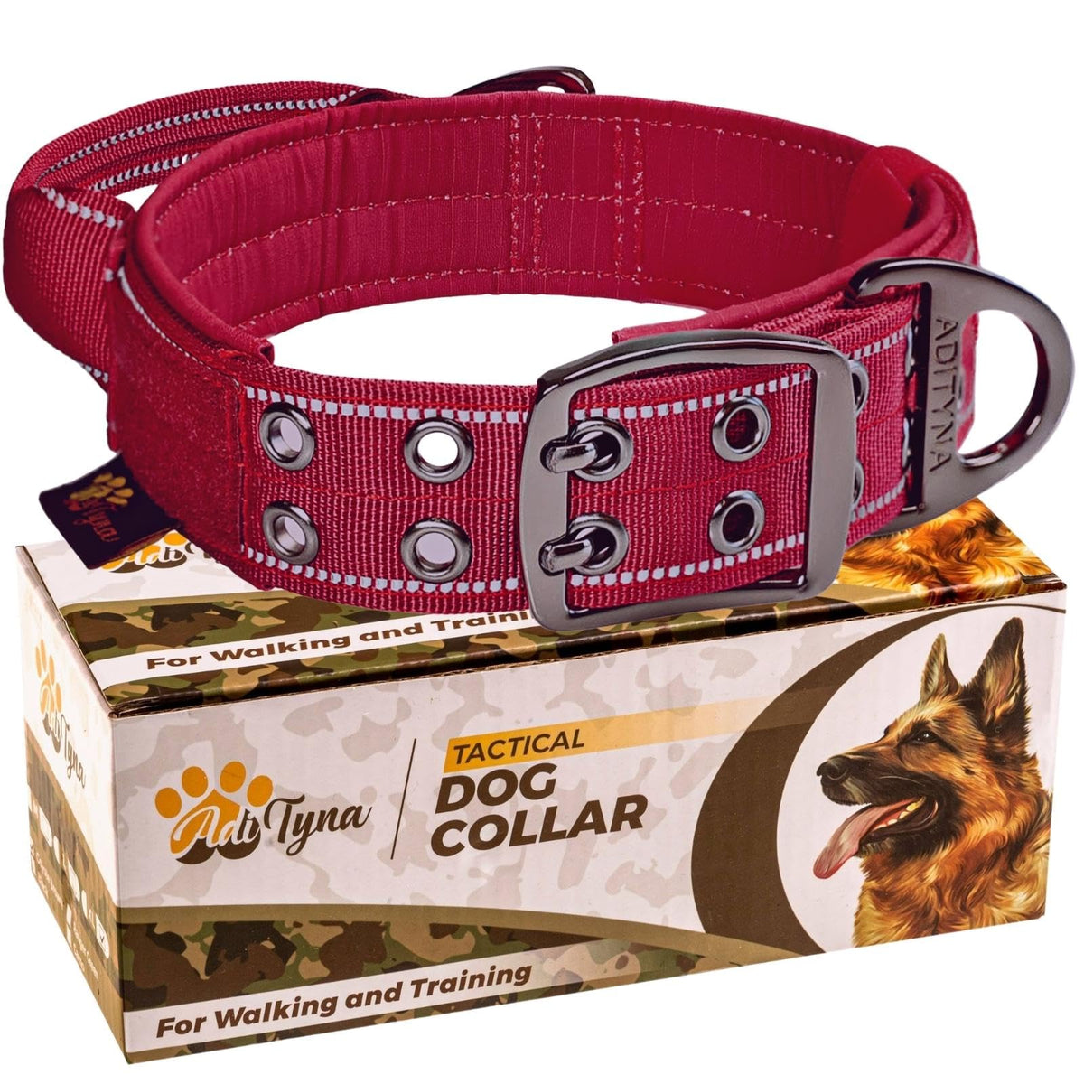 ADITYNA heavy duty dog collar for large dogs with neoprene padding
