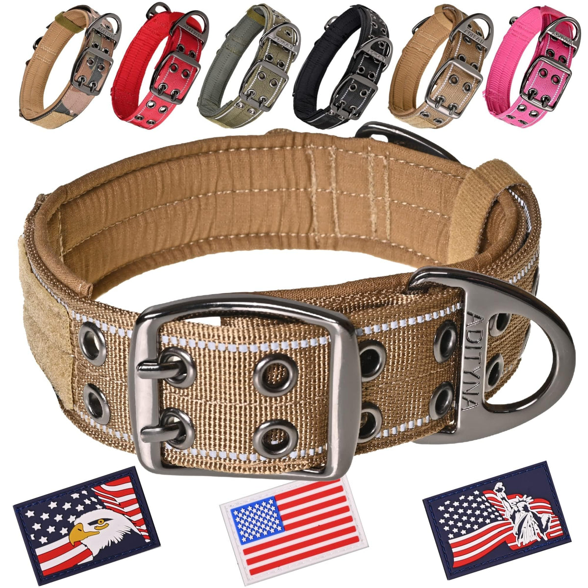 ADITYNA heavy-duty XL collar with handle close-up, for secure control.