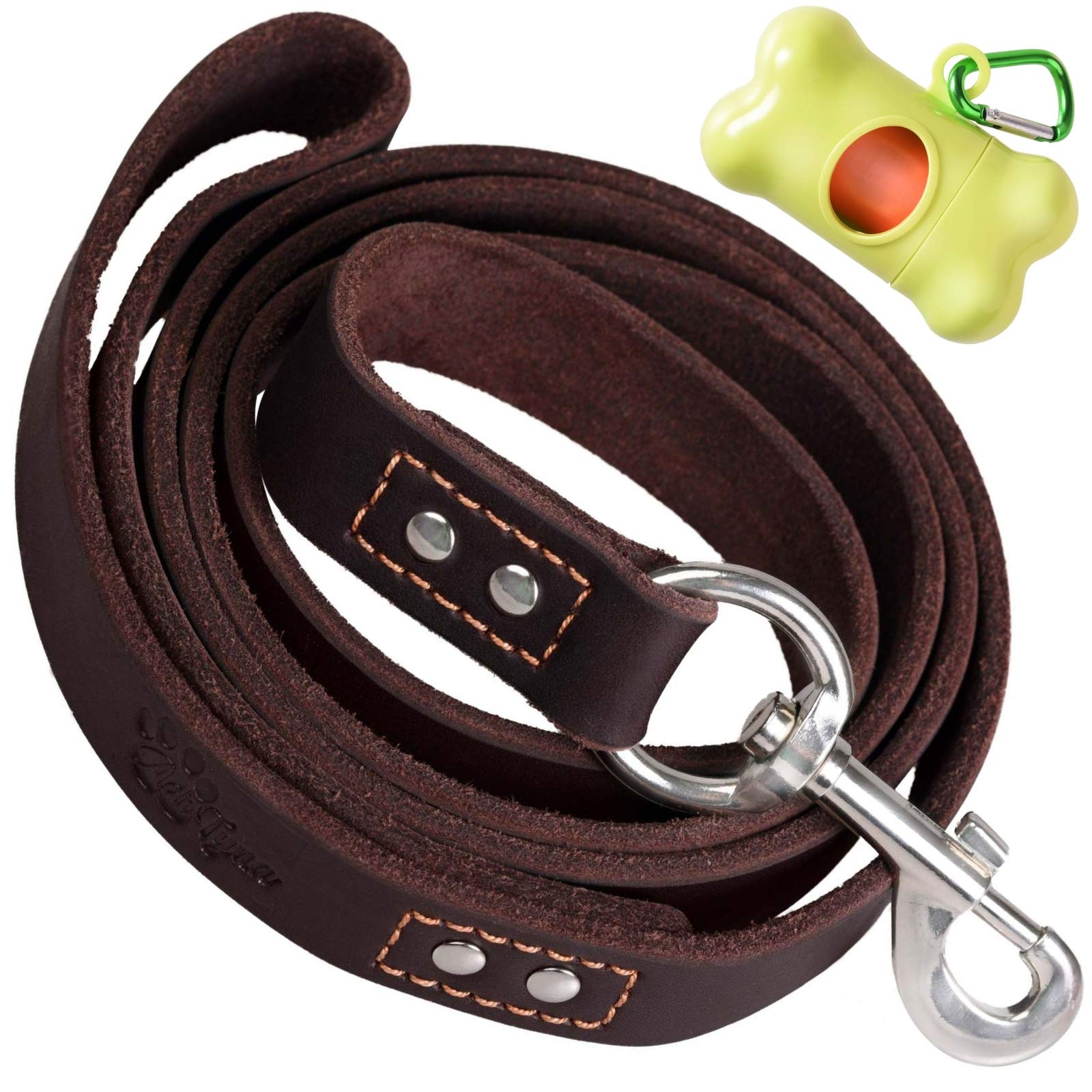 ADITYNA heavy-duty leash in brown shown in full length for reliable extended walks