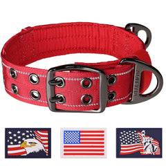 ADITYNA heavy-duty red dog collar with neoprene padding for comfortable long walks