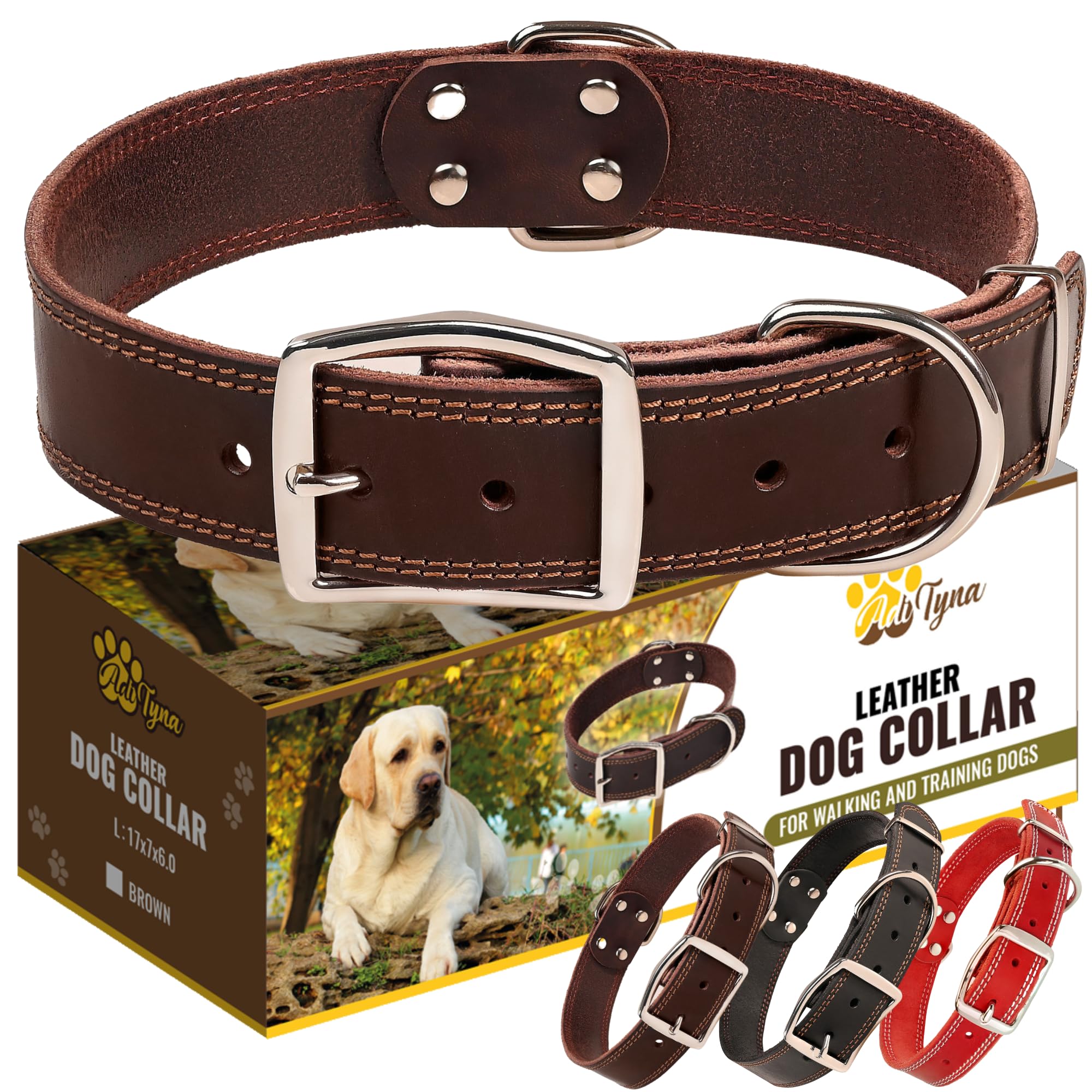 ADITYNA large-breed collar fits 17-23 inch necks for big dogs.
