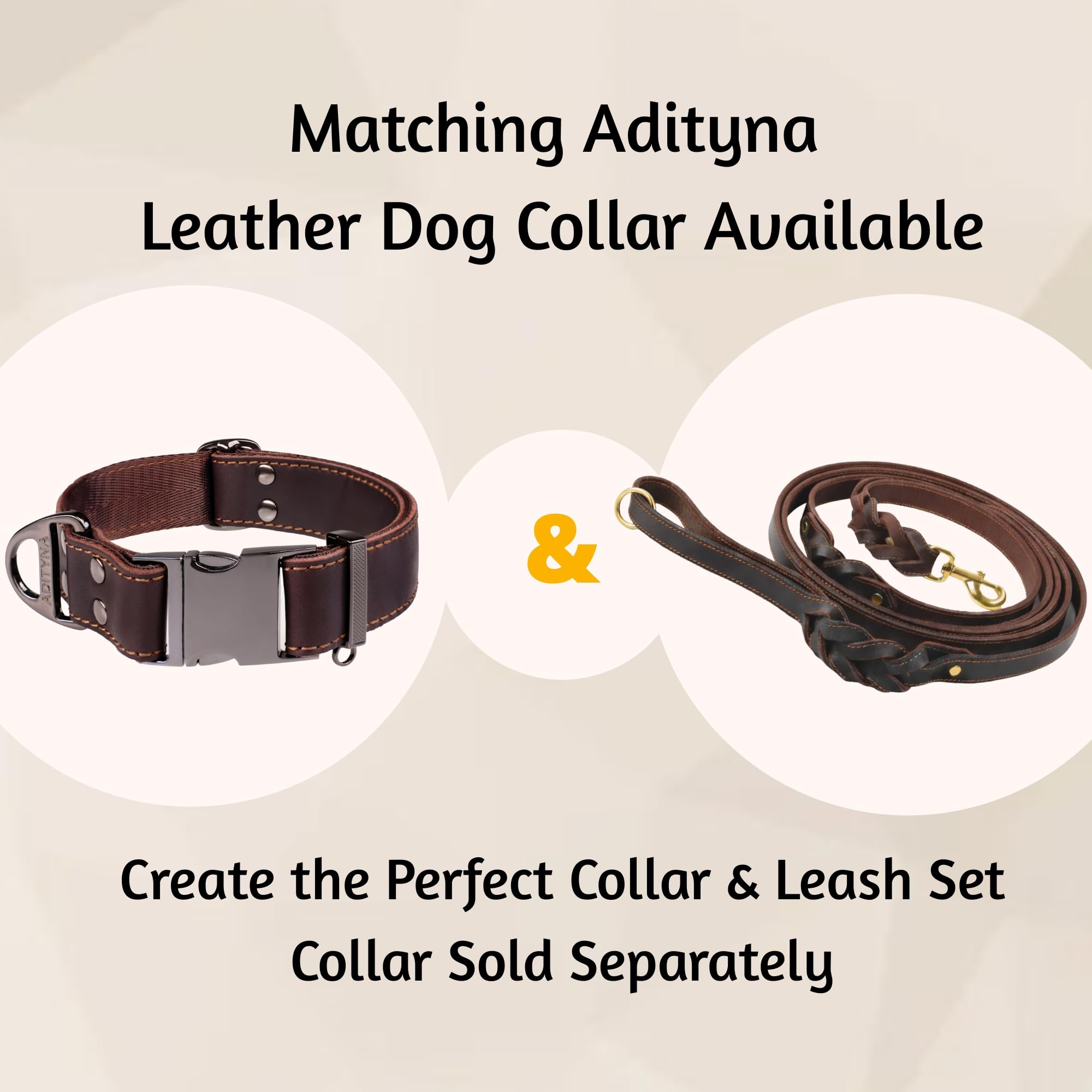 ADITYNA braided-leather leash supports large and medium breeds.
