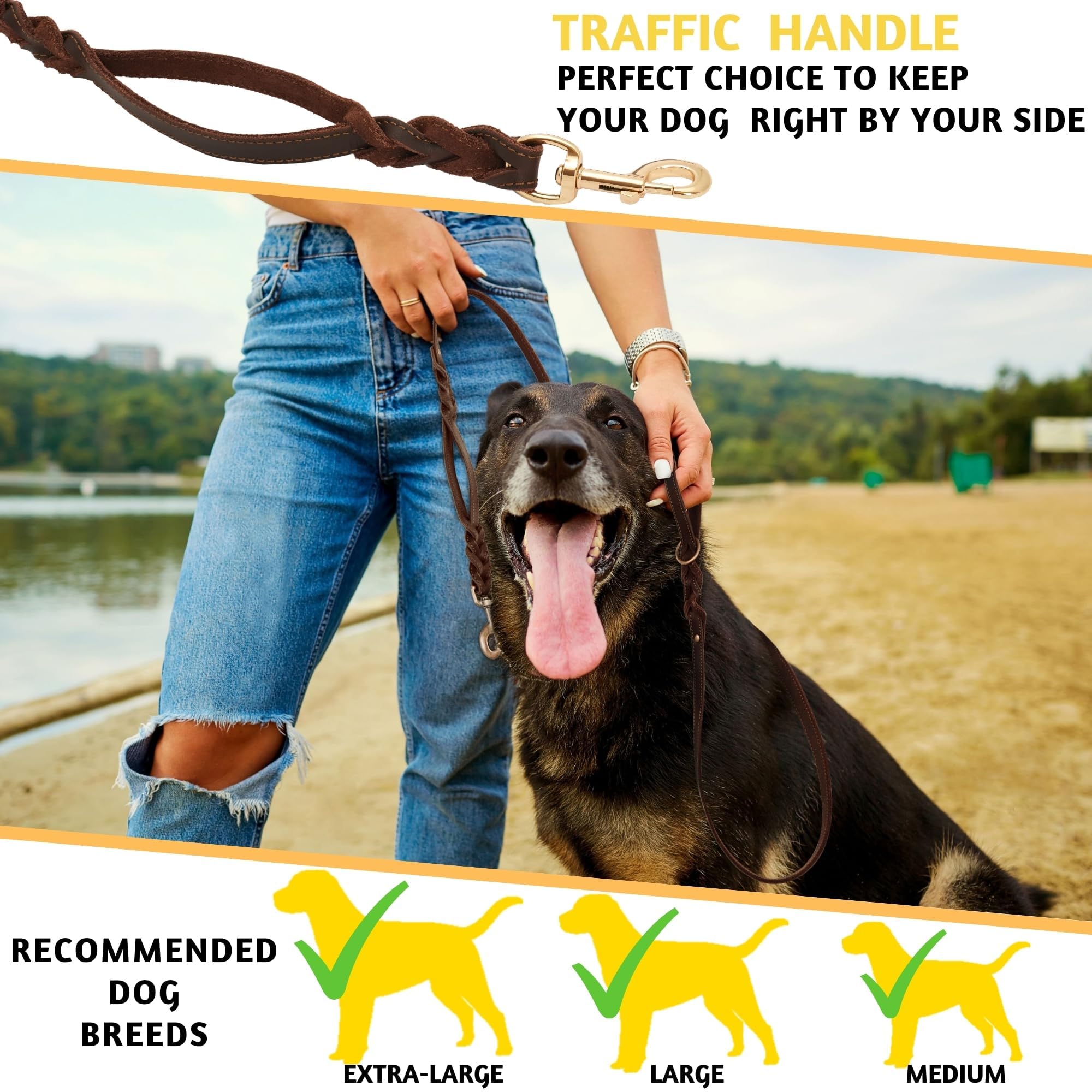 ADITYNA leash with metal ring enables simple leash attachment.