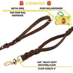 ADITYNA 6-foot leash with metal ring and dispenser for on-the-go walks.