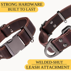 ADITYNA Leather Collar soft leather strap detail for comfortable wear.