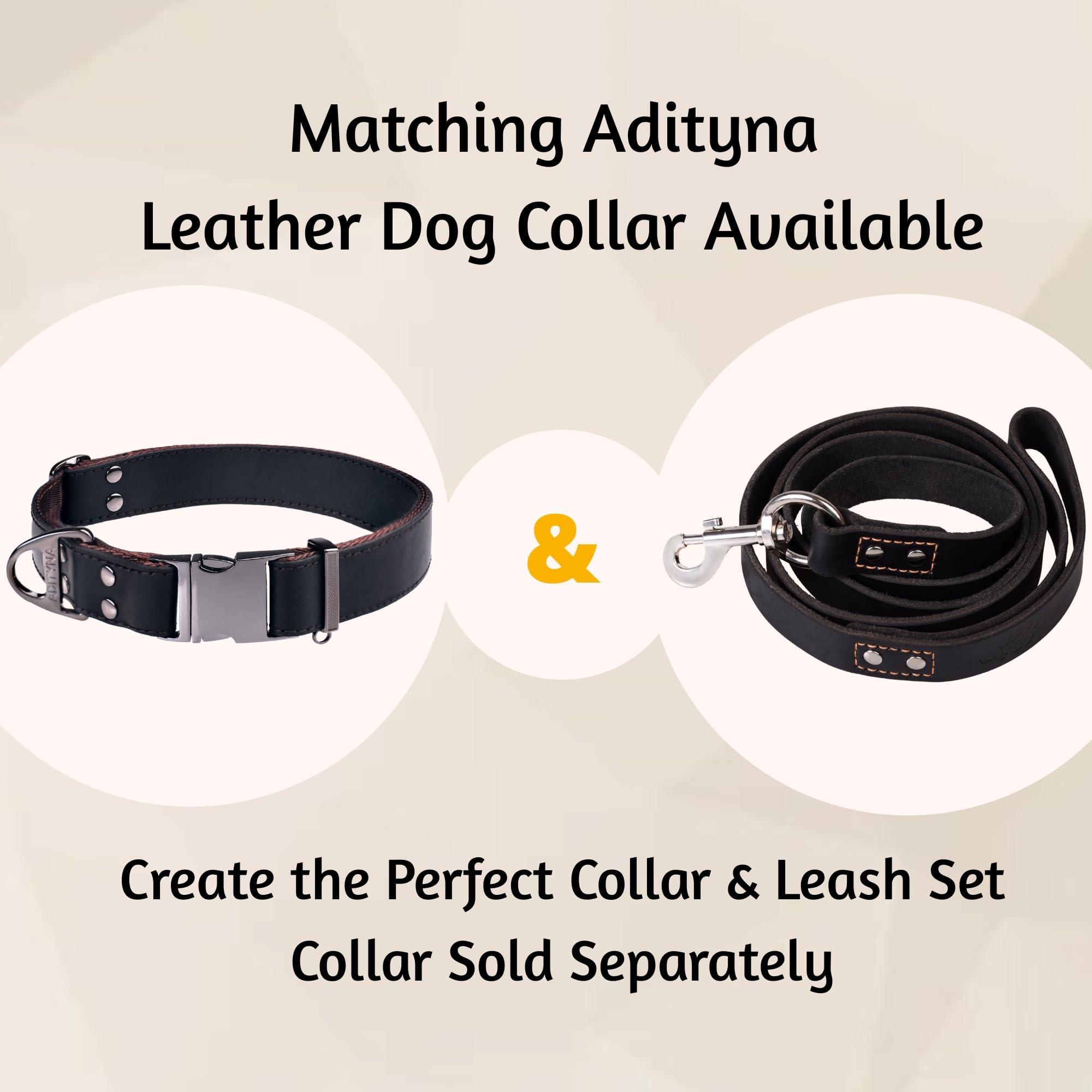 ADITYNA Leather Leash in black color for everyday use