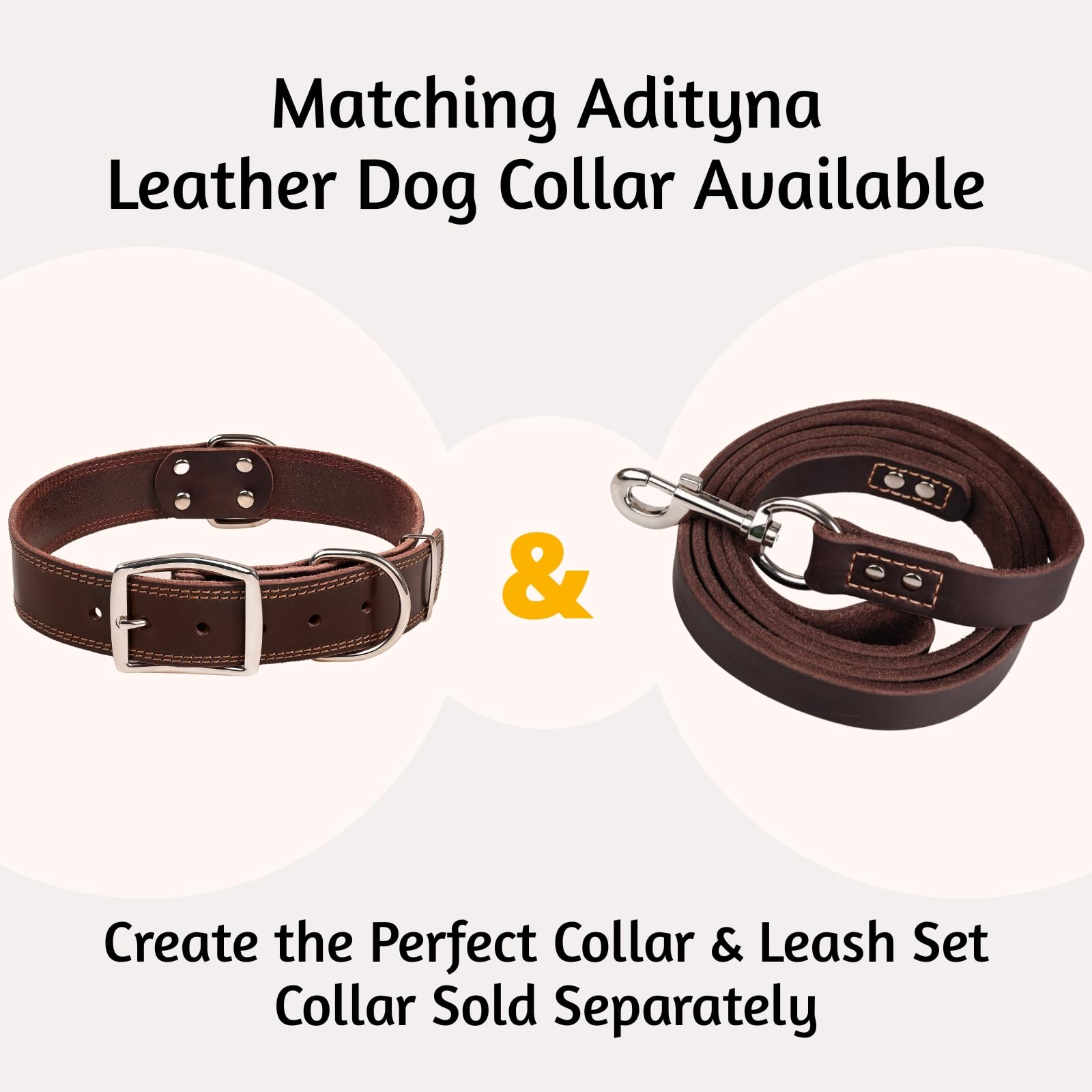 ADITYNA premium leash features durable stitches and rivets for strength