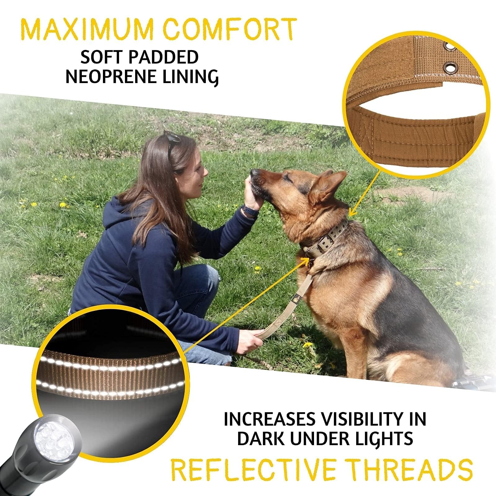 ADITYNA wide 1.5-inch nylon collar for daily wear