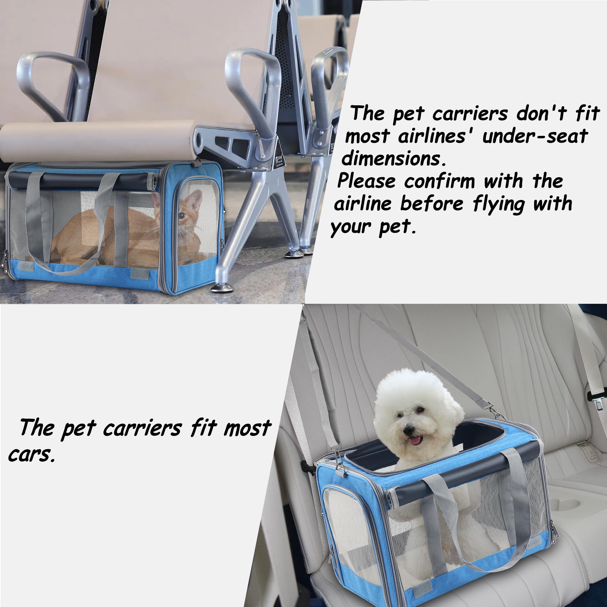 Adkyop large blue soft-sided carrier adjustable shoulder strap for easy carrying