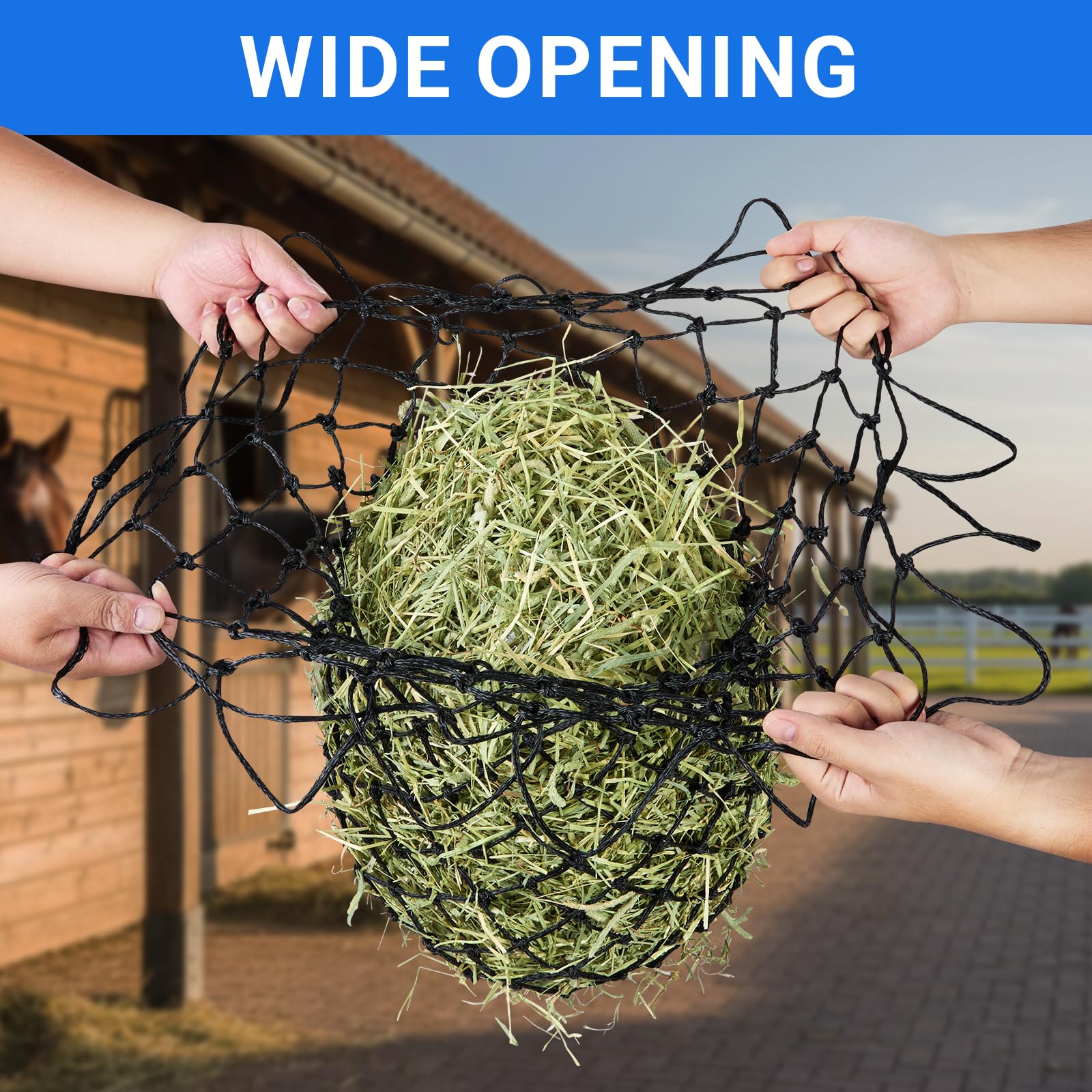 ADOEIAK adjustable drawstring hay bag hanging setup for quick installation