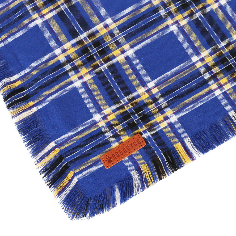 ADOGGYGO dog bandana blue plaid for everyday adventures and events.