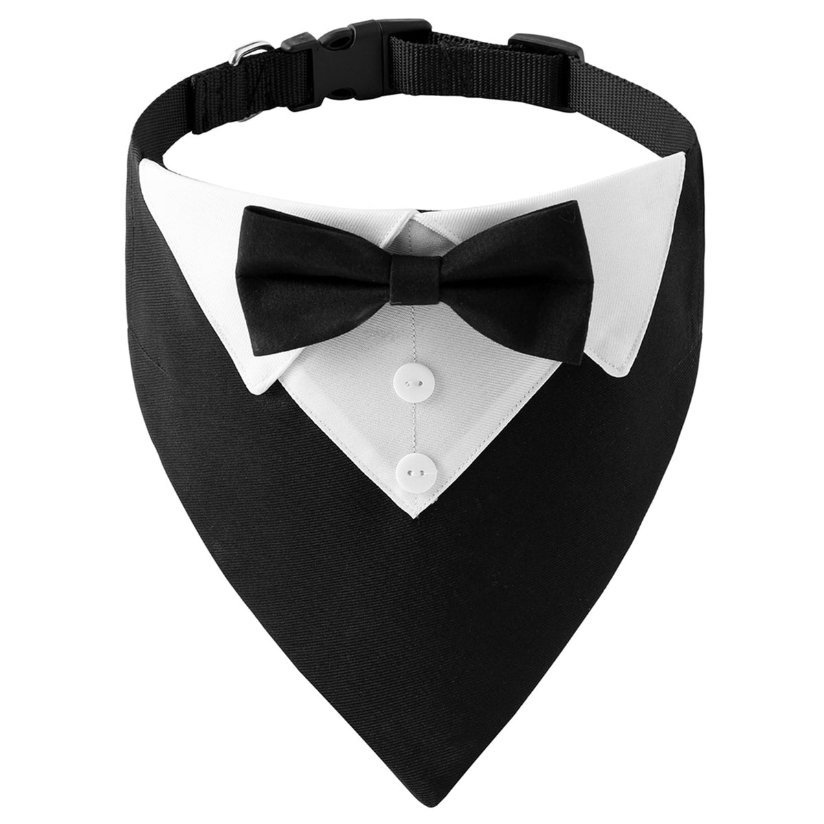 ADOGGYGO formal dog tuxedo with black bow tie for weddings.