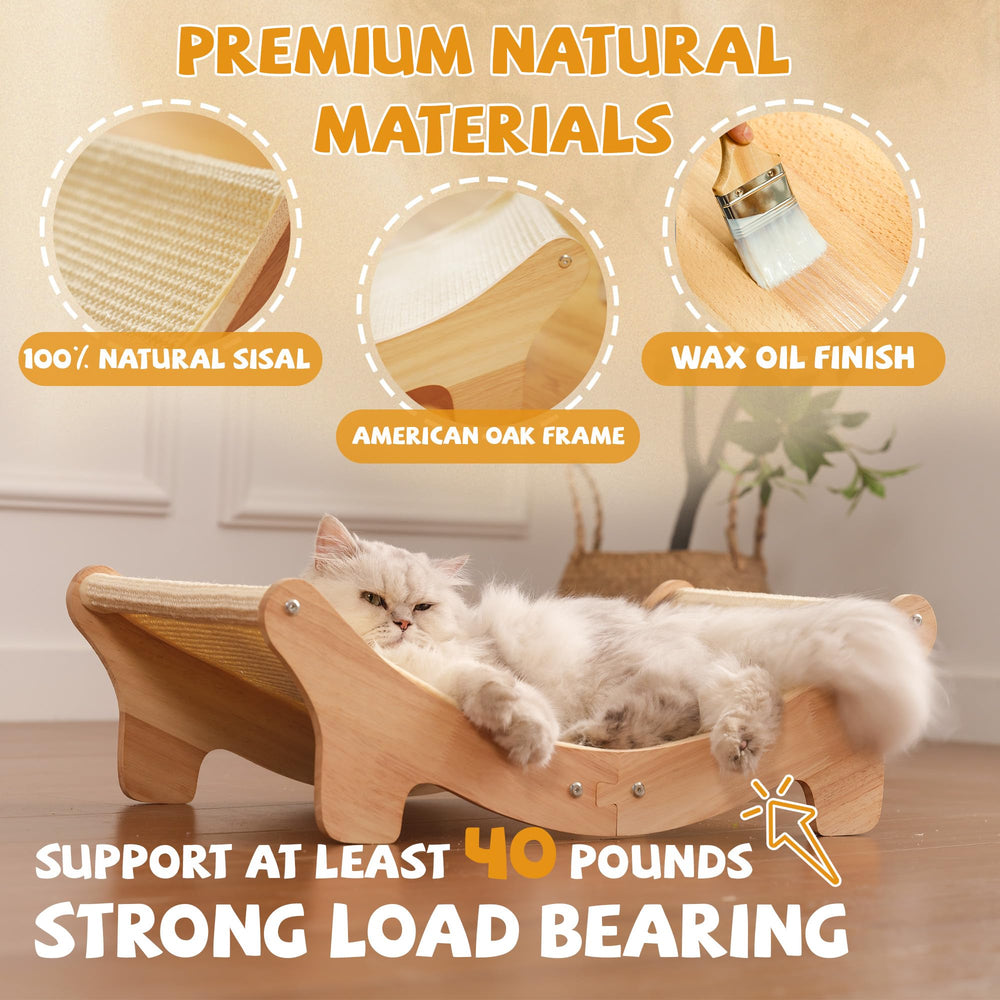 Adolug cat hammock bed with sisal post combines rest and scratching in one.