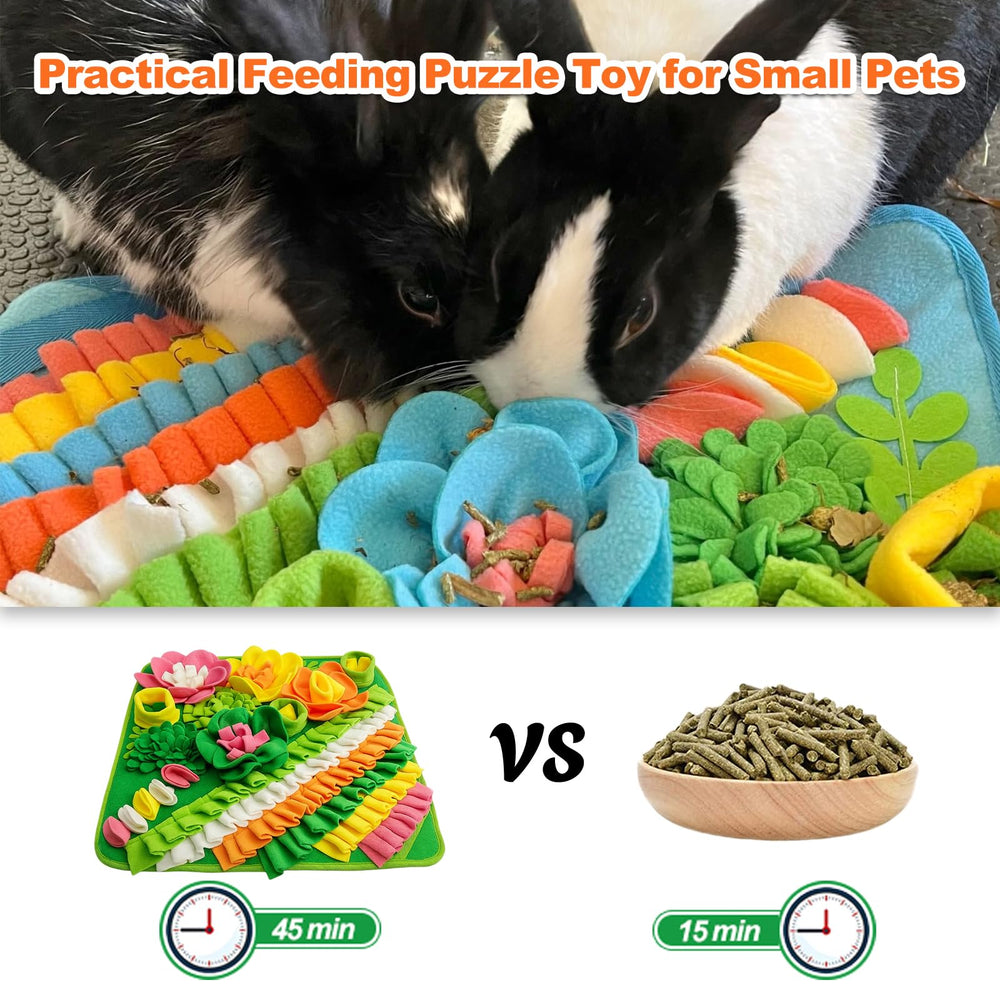 Adpartner snuffle mat with flowers enhances feeding by hiding treats in colorful loops.