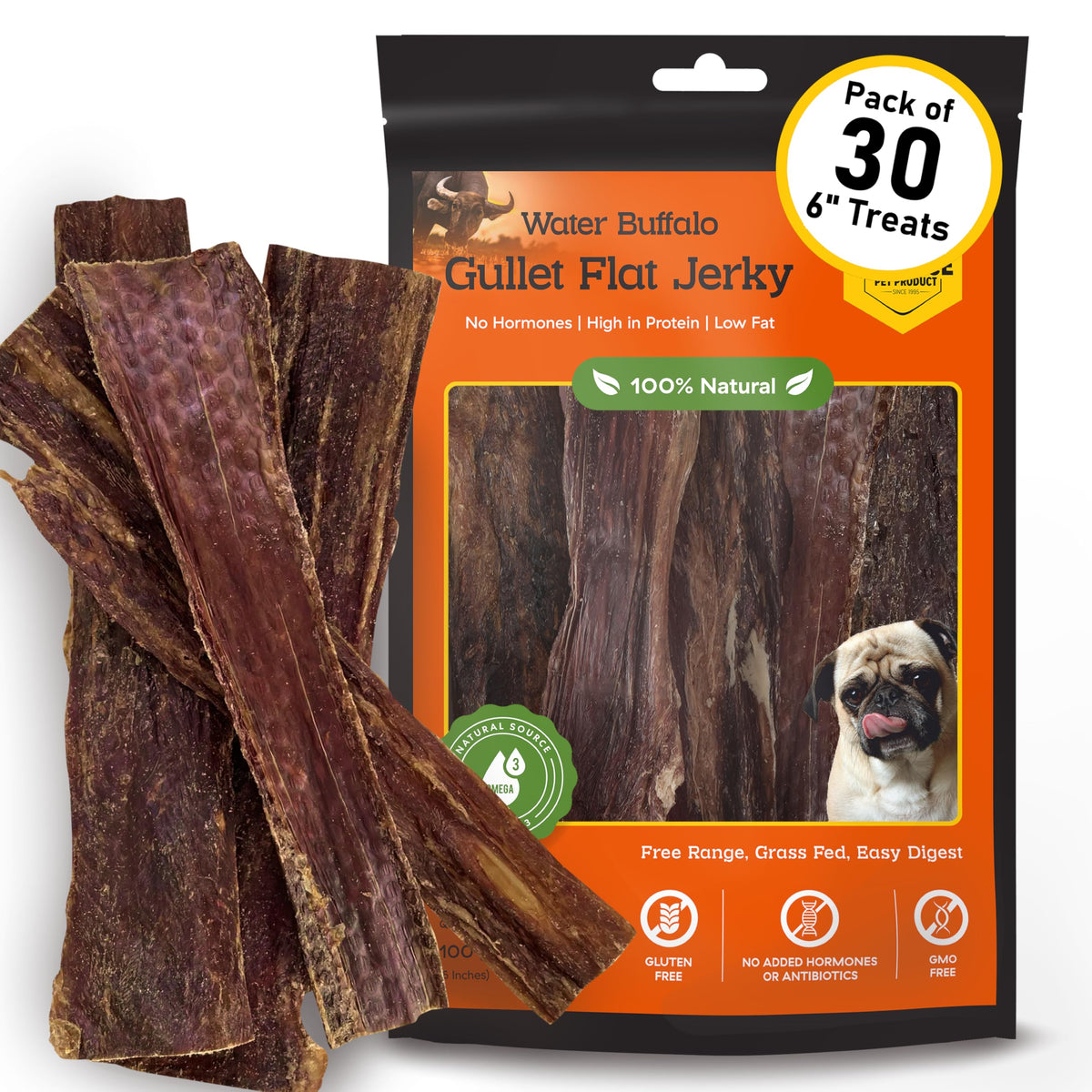 Advance Pet Products buffalo gullet flat jerky 6-inch sticks for training rewards