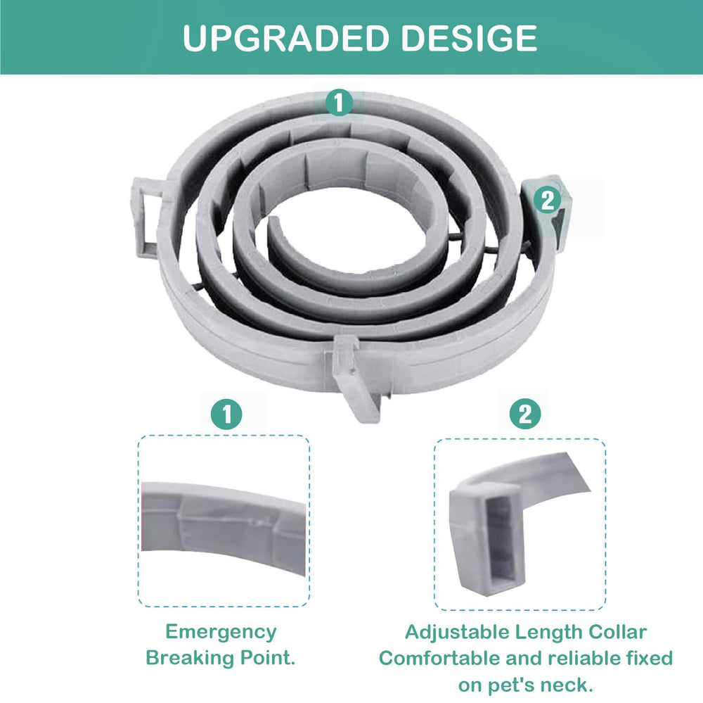 Advanllent flea collar close-up shows a break point for quick safety release