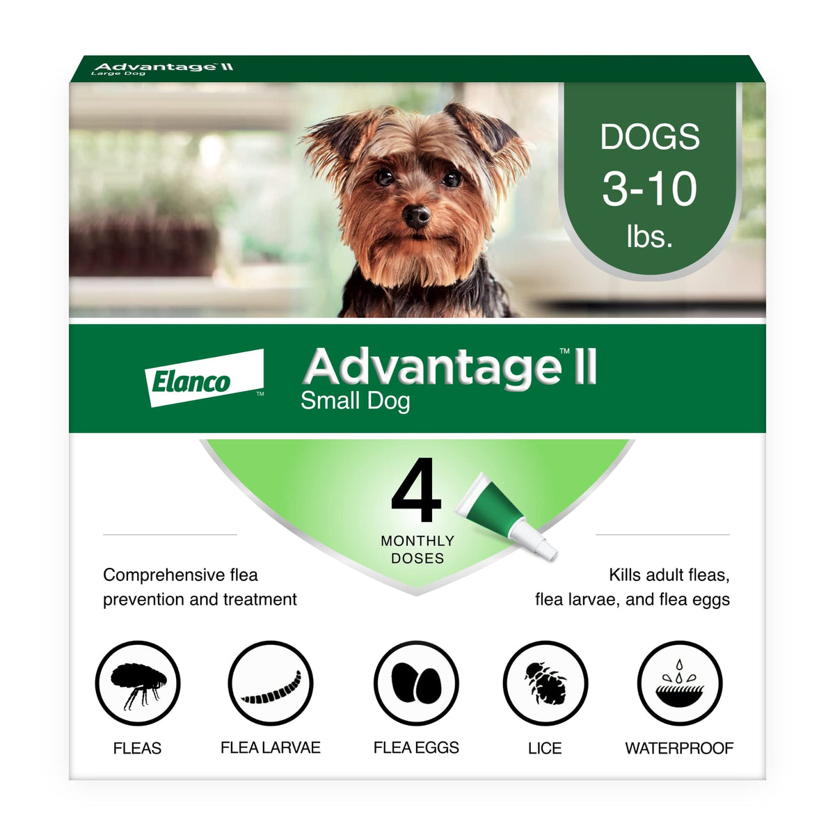 Advantage II Small Dog bottle and dropper for fast flea prevention on small breeds