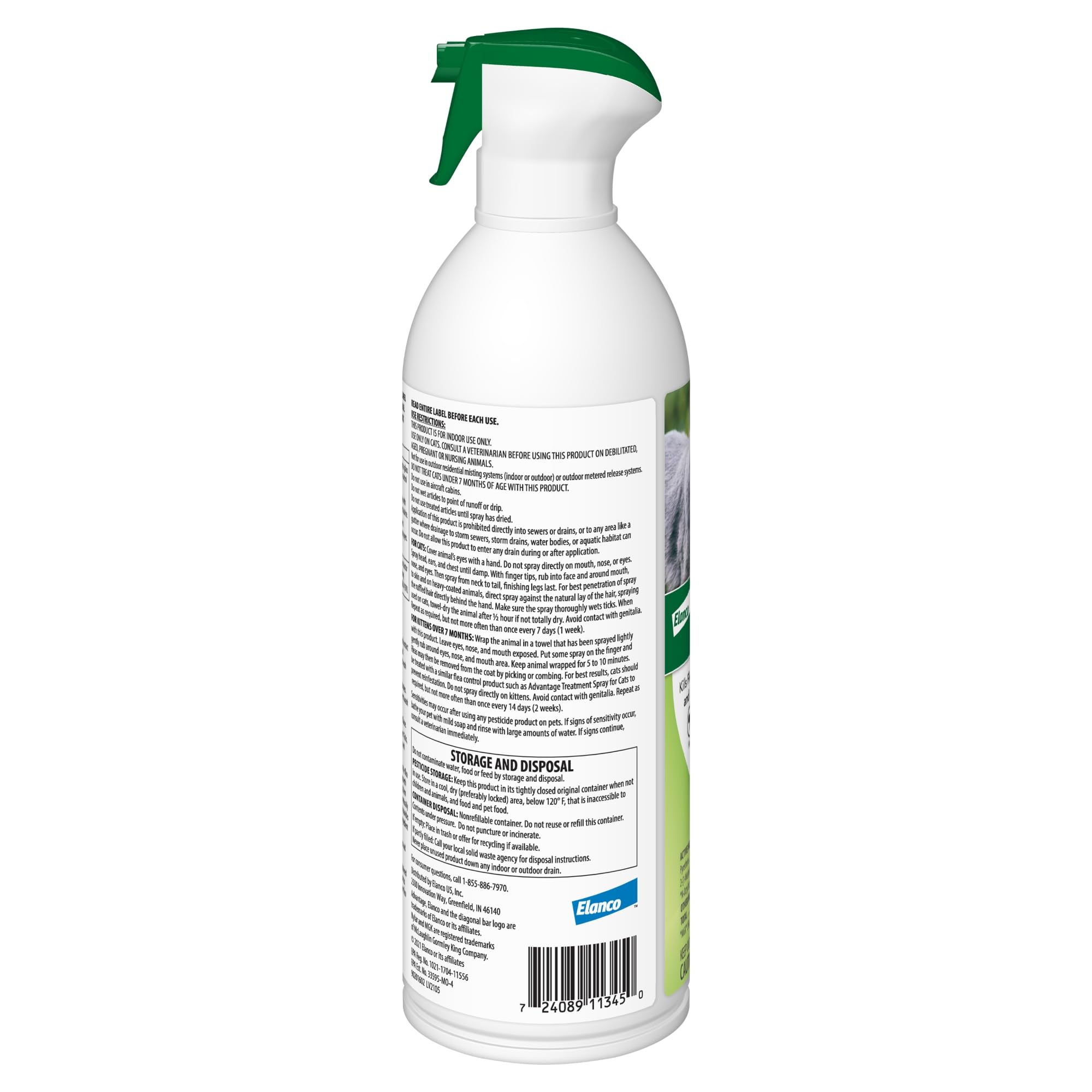 Advantage Cat Flea Spray demonstrates 360-degree coverage for even treatment.