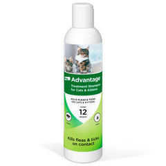 Advantage Cat Shampoo bottle front view for flea treatment and conditioning