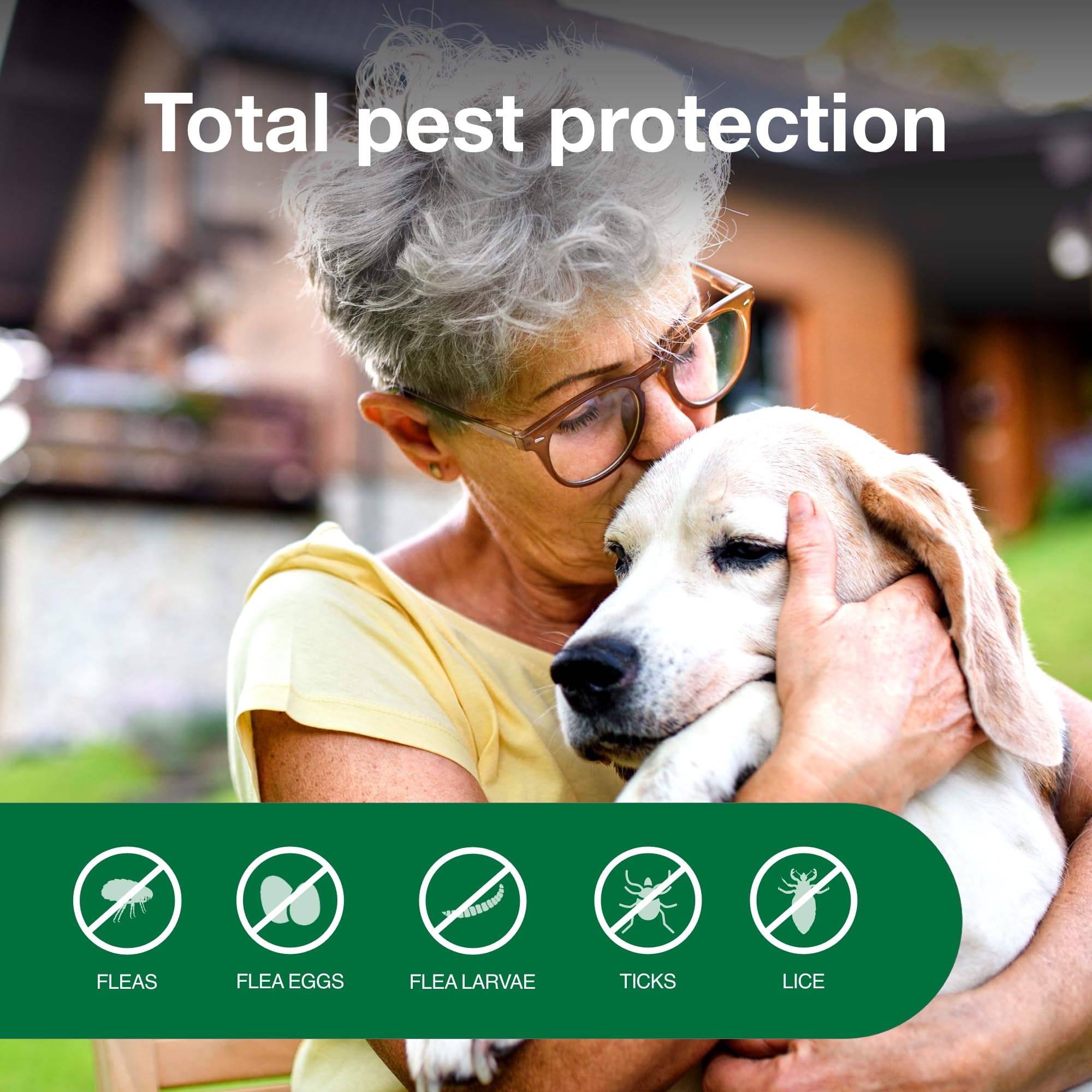 Advantage Dog Flea Treatment Spray targets head, ears and chest areas for careful use.