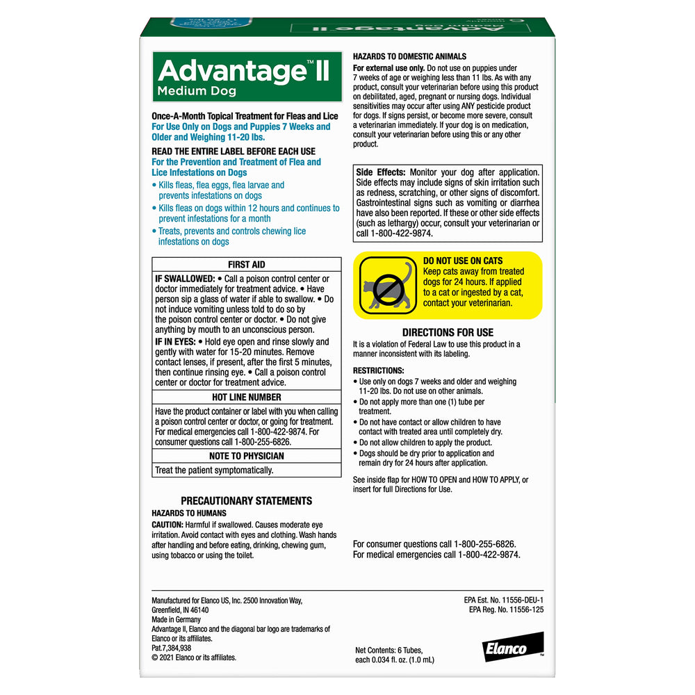 Advantage II Medium Dog being applied to dog's back with easy one-step topical treatment.