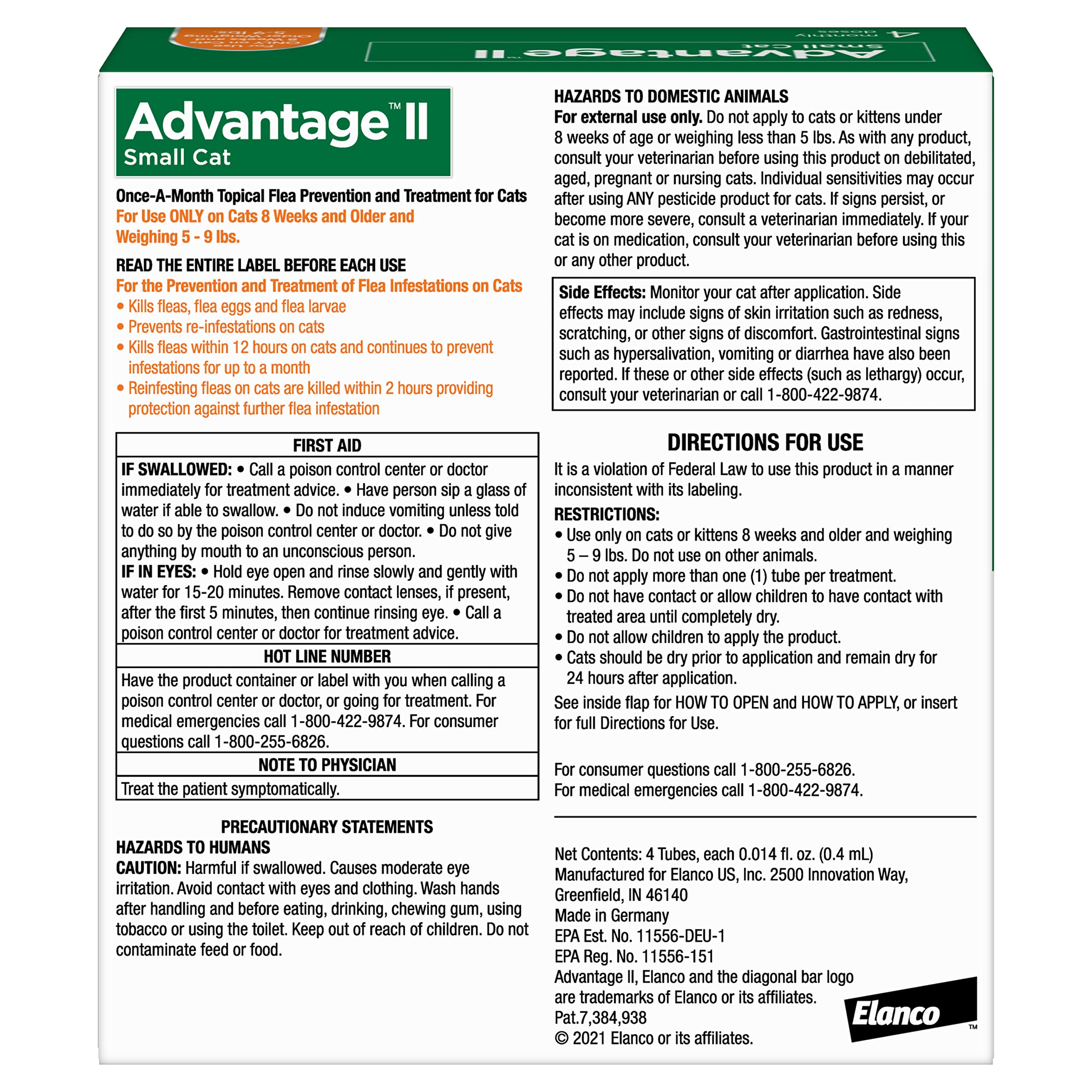 Advantage II Small Cat spot-on application demonstrates quick neck-area treatment.