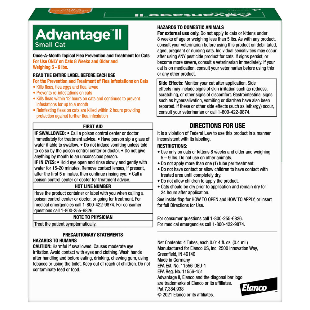 Advantage II Small Cat spot-on application demonstrates quick neck-area treatment.