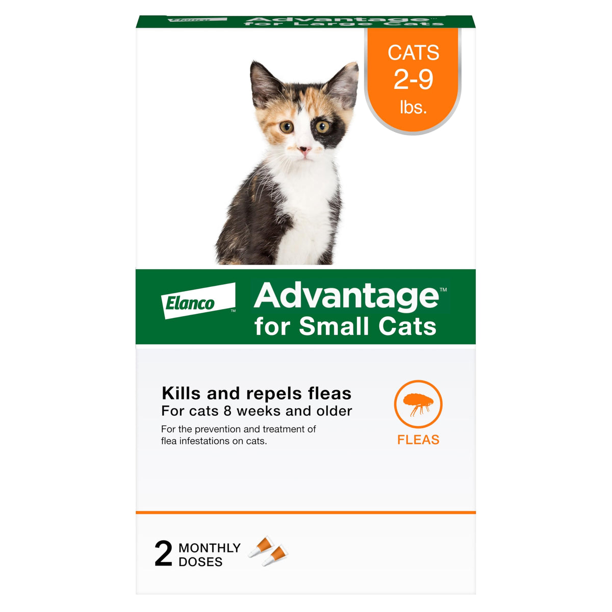 Advantage Small Cats bottle drops application demonstrates easy topical flea treatment.