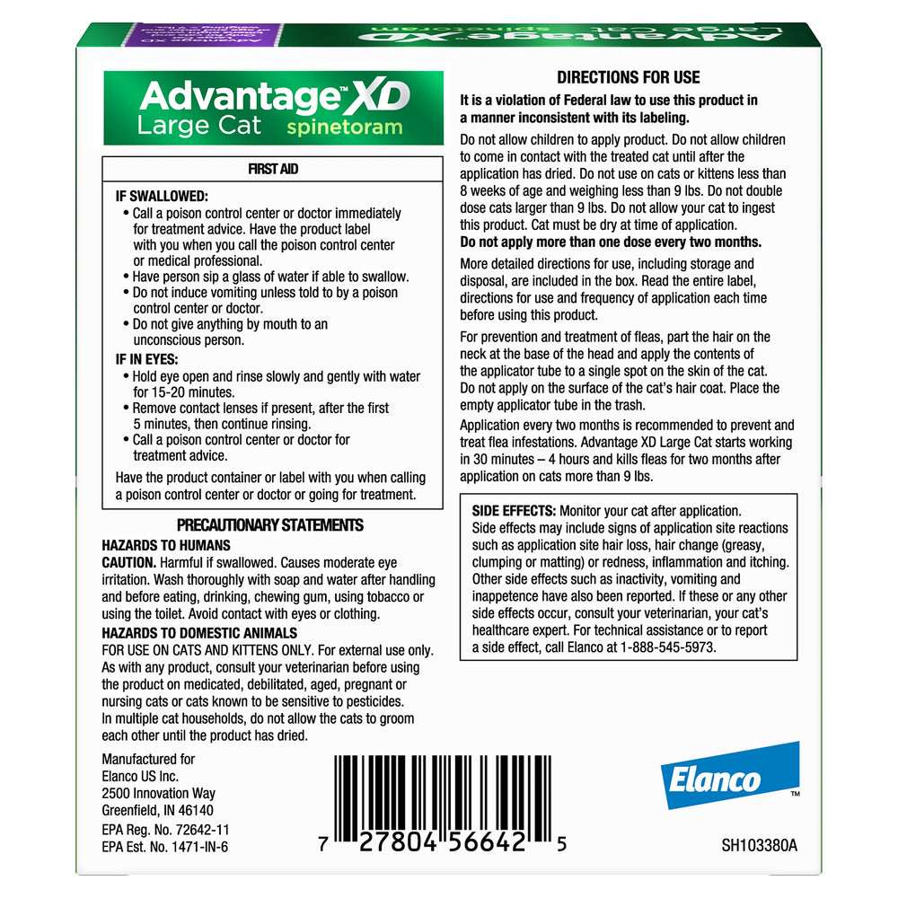 Advantage XD application on cat neck shows quick, spot-on placement for flea control.