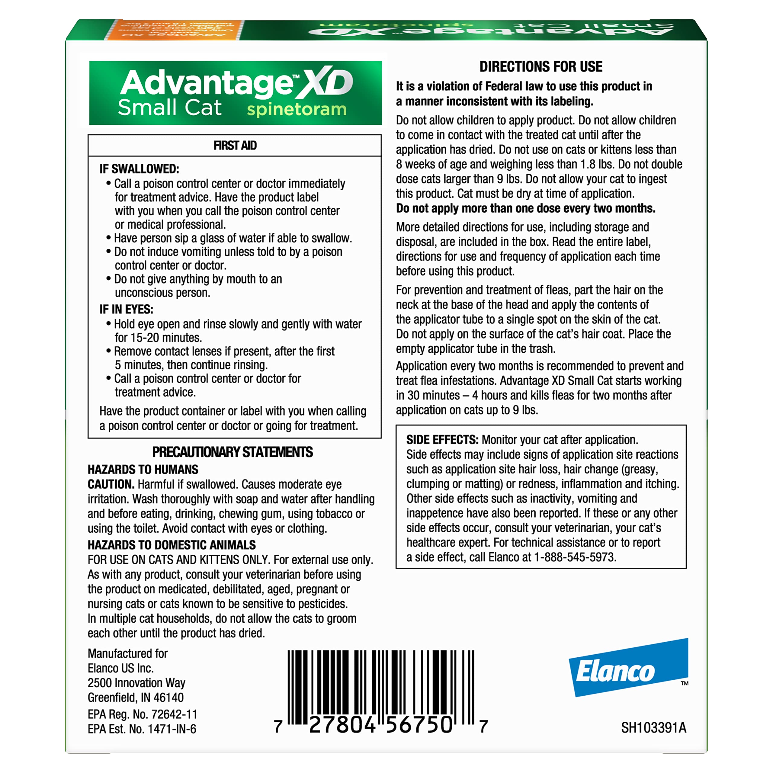 Advantage XD dose-packaging showing 2 months of protection per dose.