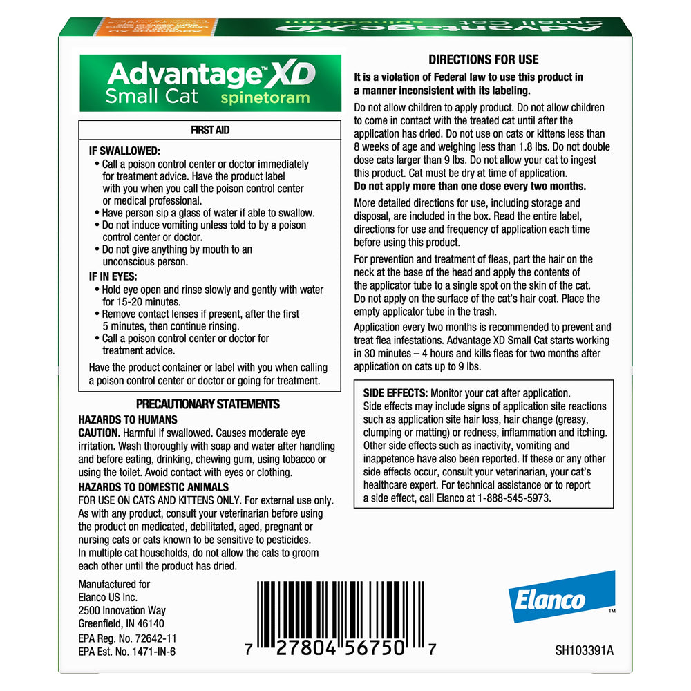 Advantage XD dose-packaging showing 2 months of protection per dose.