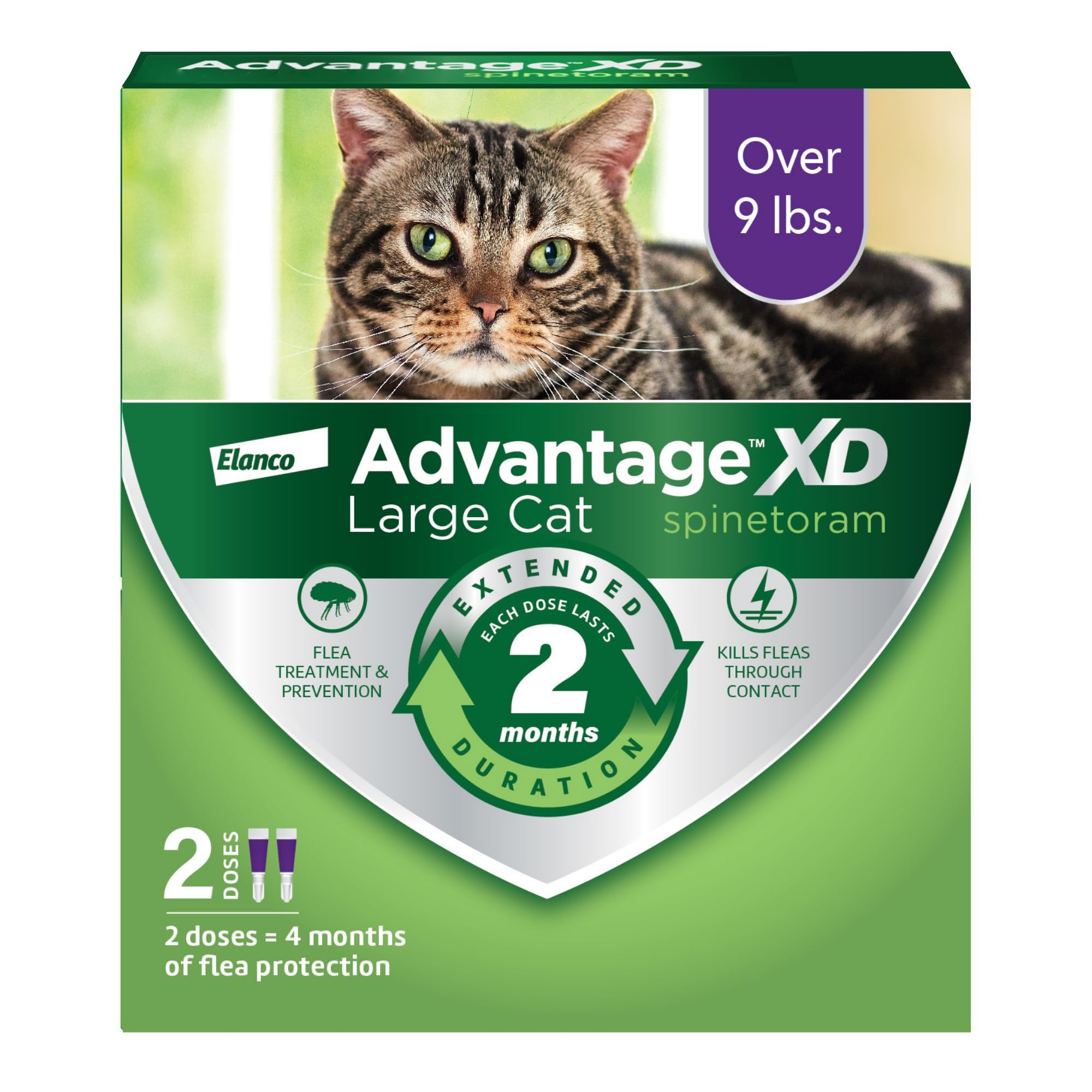Advantage XD large-cat spot-on neck application for flea protection.