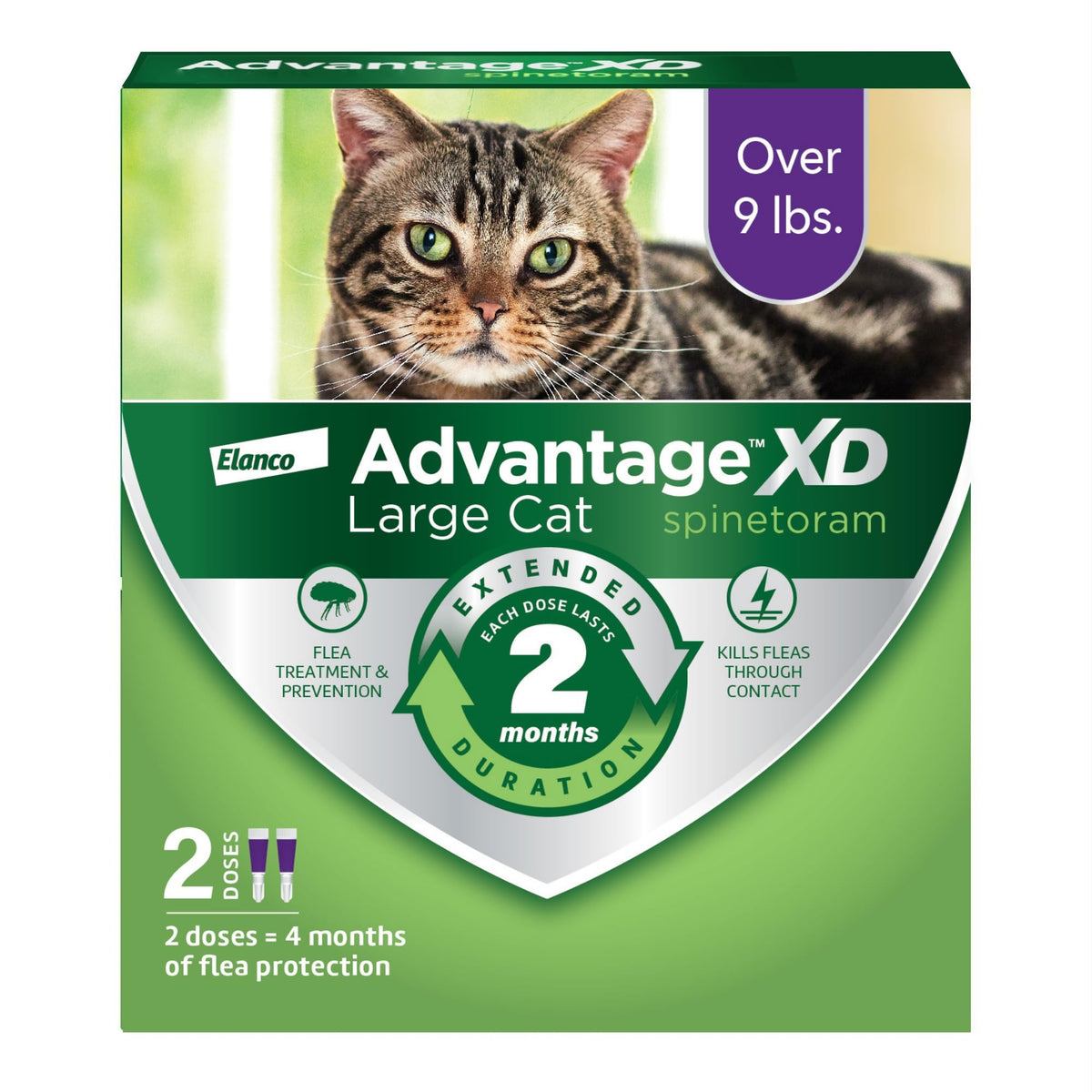 Advantage XD large-cat spot-on neck application for flea protection.