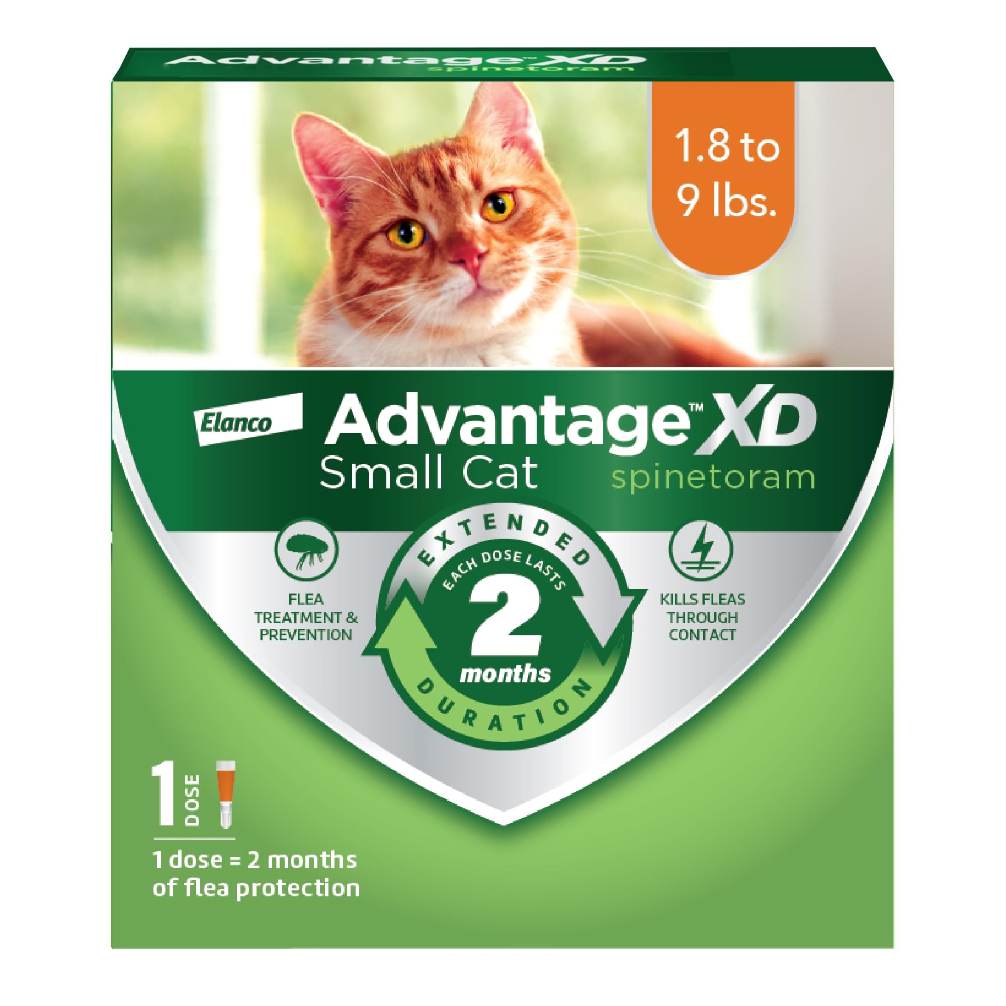 Advantage XD applied to a cat's neck for quick flea protection.