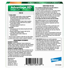 Advantage XD two-dose pack display for small cats showing 8 weeks per dose.