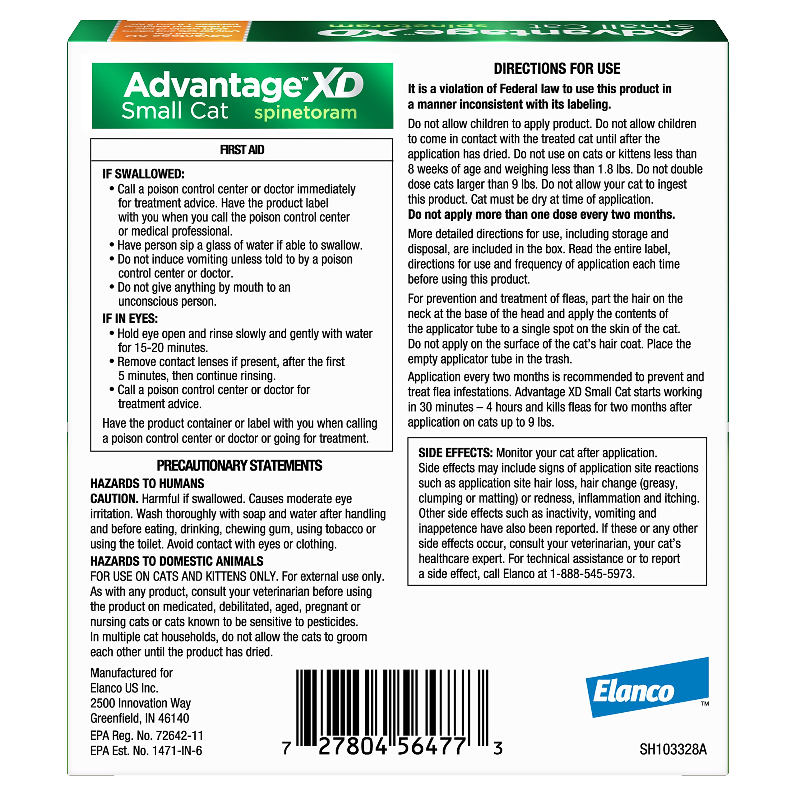 Advantage XD two-month dose packaging shows extended protection.