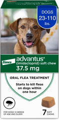 Advantus fast-acting soft chew close-up showing quick flea-killing action for dogs.