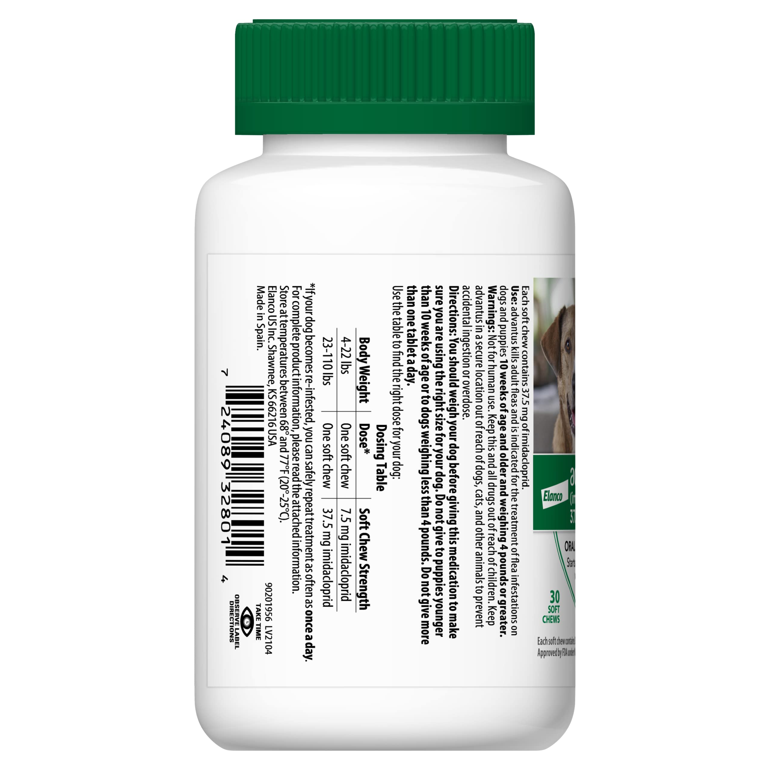 Advantus soft chew in hand, easy, palatable flea treatment for dogs.