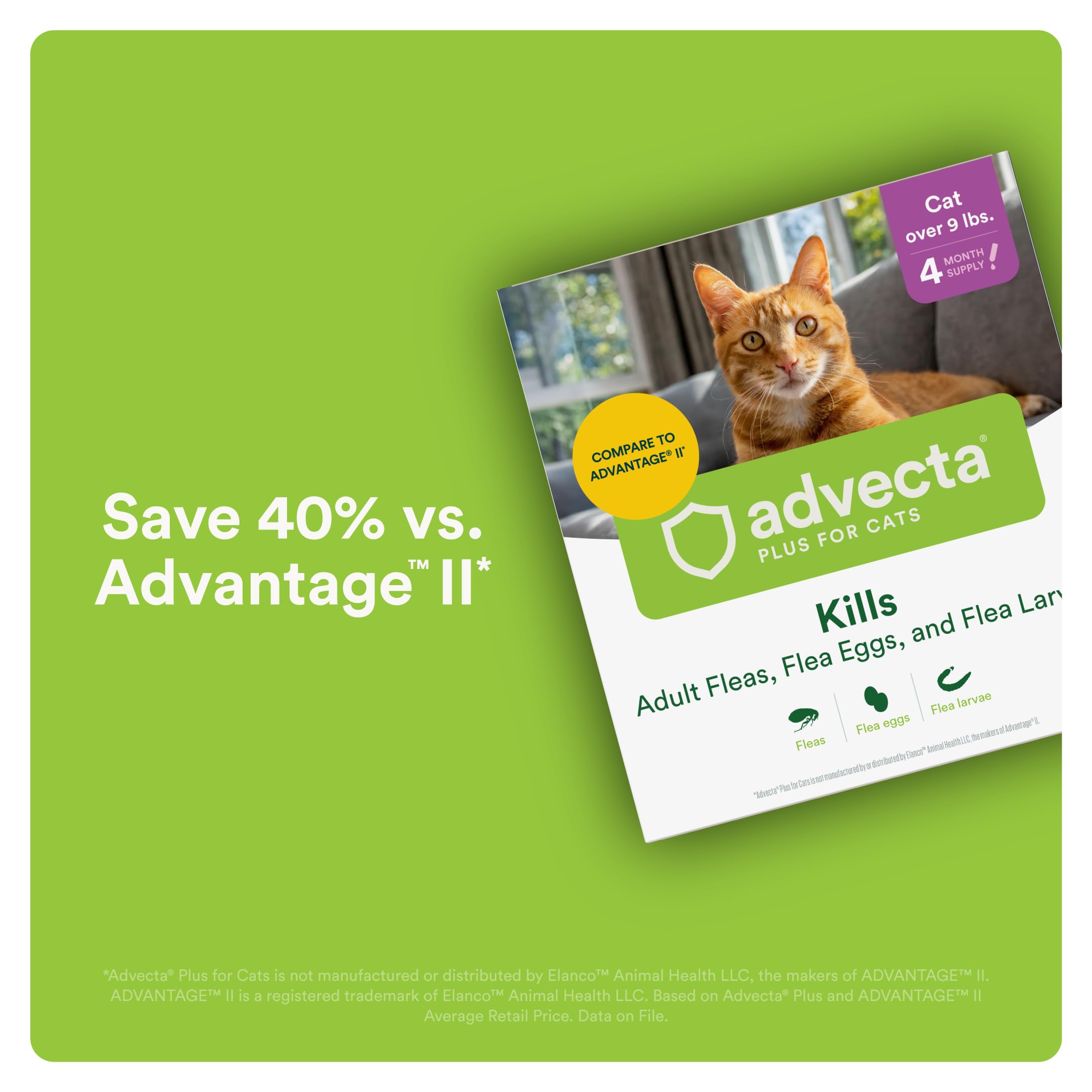 Advecta Plus waterproof formula label close-up, fragrance-free for sensitive pets