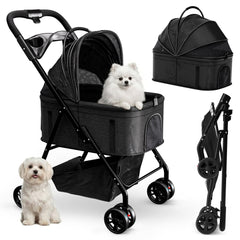 AdventEdge Pet Stroller 3-in-1 design in use for easy travel with your small dog.