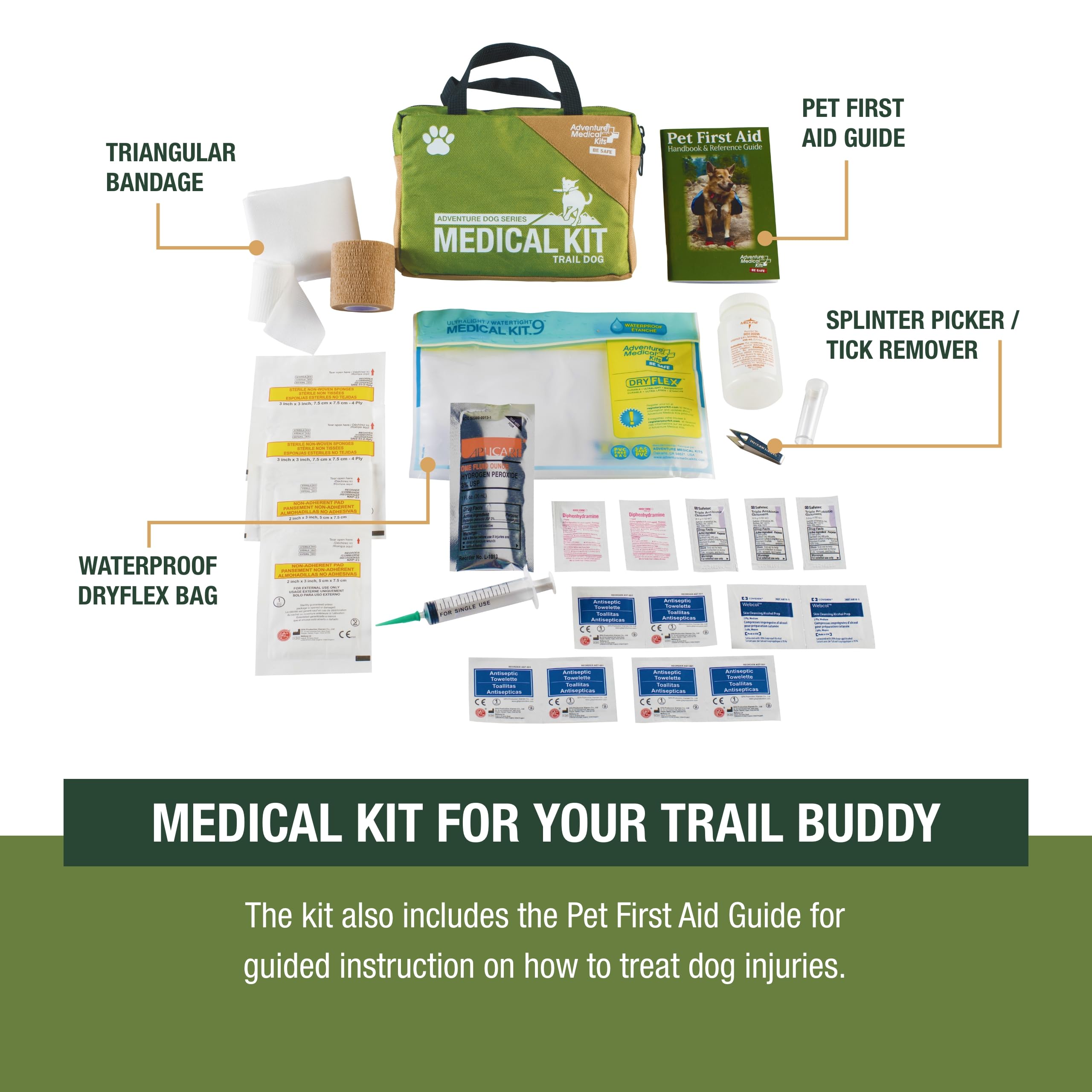 Adventure Medical Kits Trail Dog Kit cohesive elastic bandage protects fur and wounds