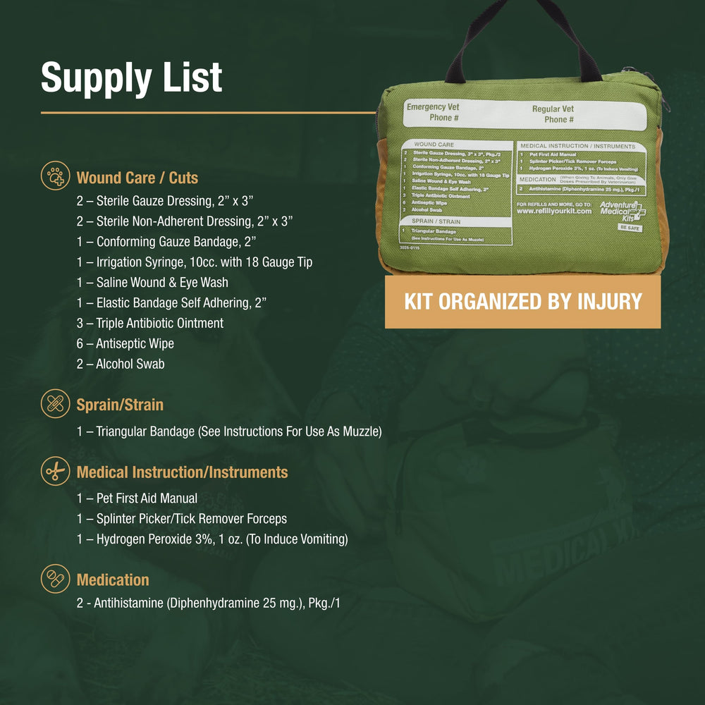 Adventure Medical Kits Trail Dog Kit dressings ready for quick wound care on outings
