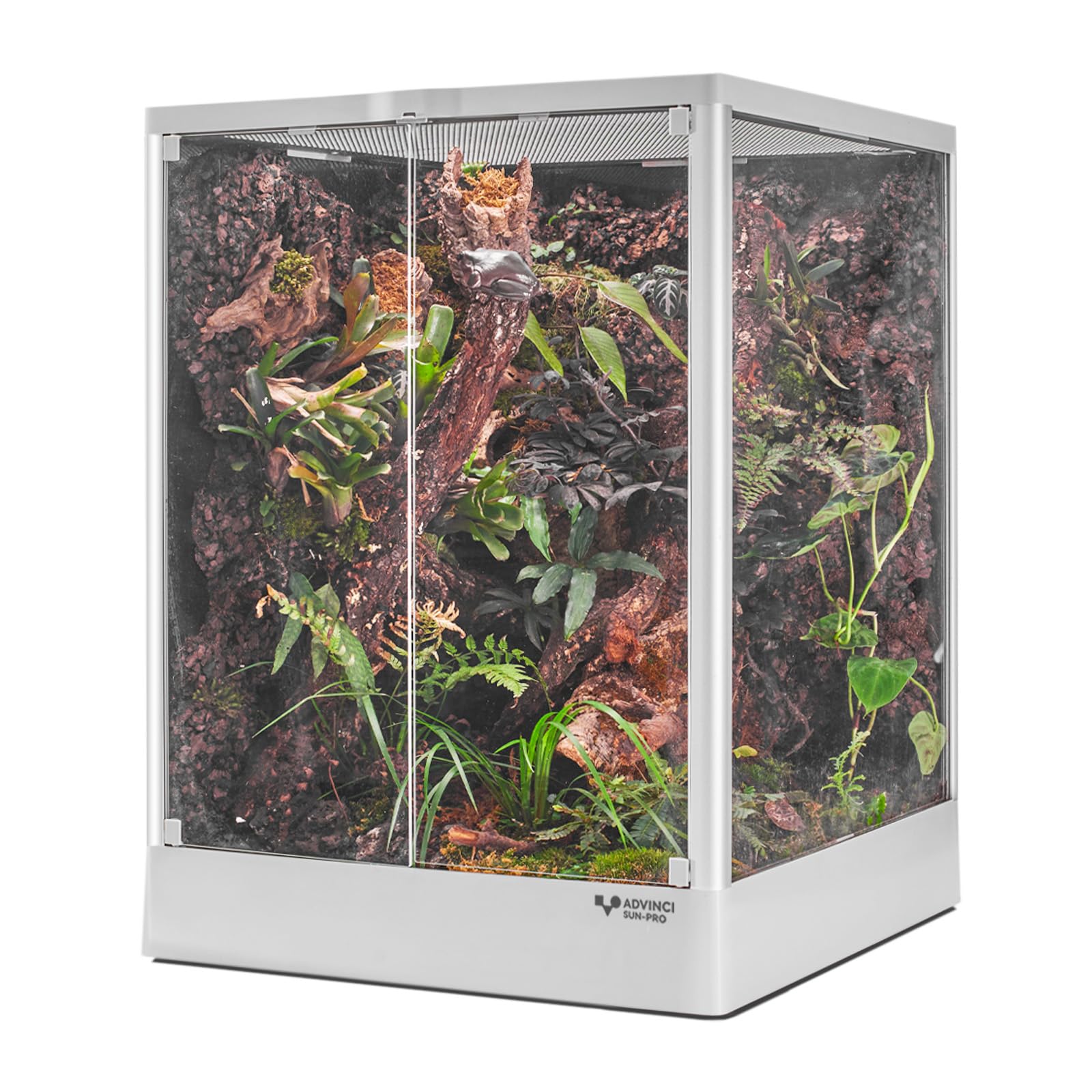 ADVINCI Reptile Terrarium front view with secure dual-lock latches for safety.