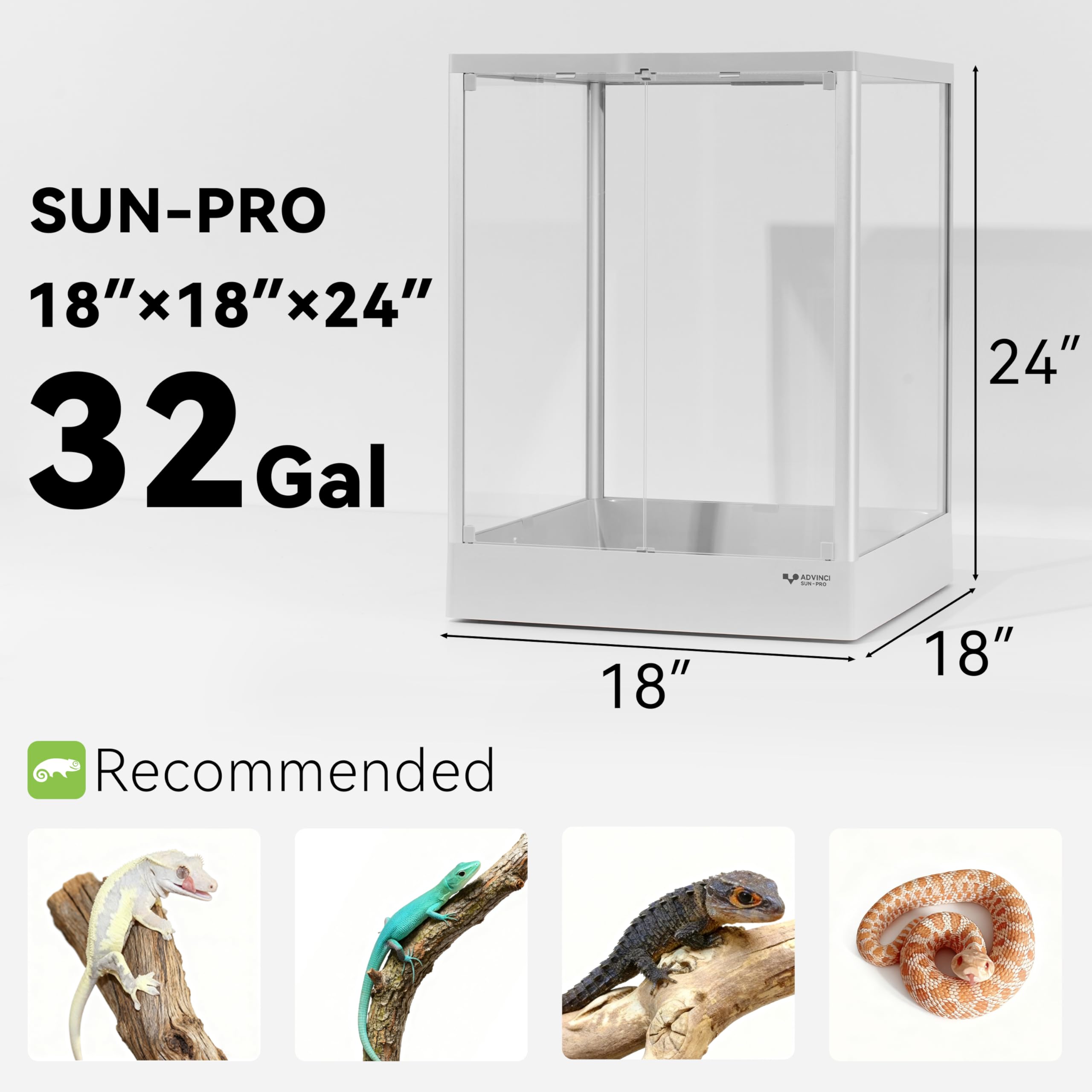 ADVINCI Reptile Terrarium top-vent panel view illustrating airflow for stable climate.
