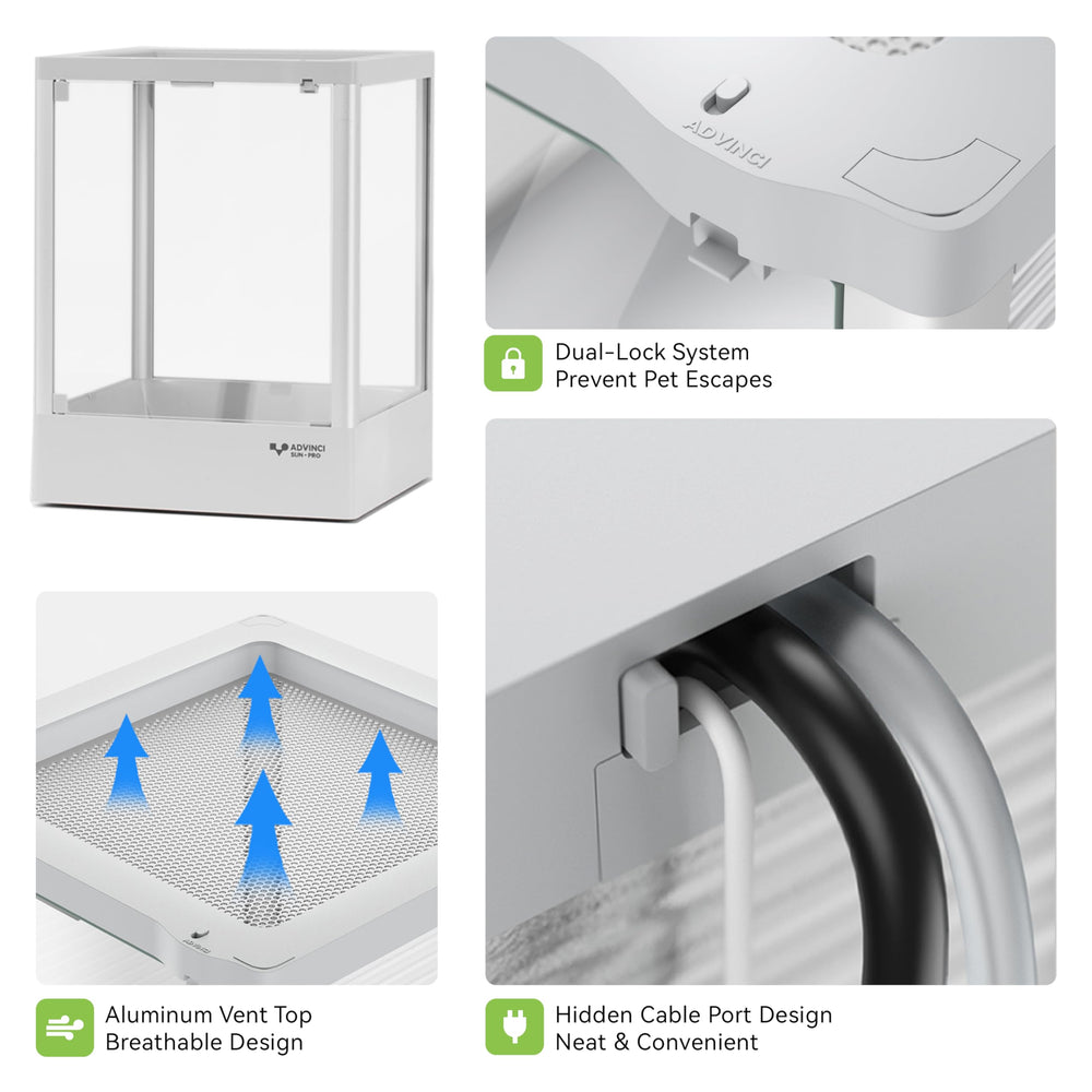 ADVINCI Reptile Terrarium dual-lock latches for child-safety and pet security