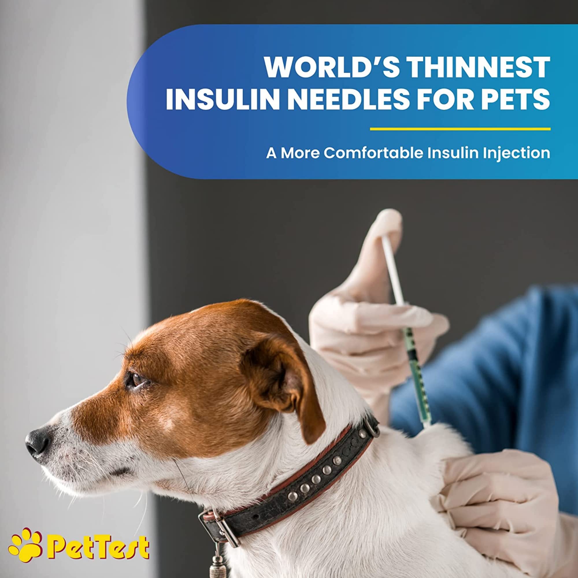 Advocate PetTest ultra-slim 31G needle close-up reduces injection discomfort for cats and dogs.